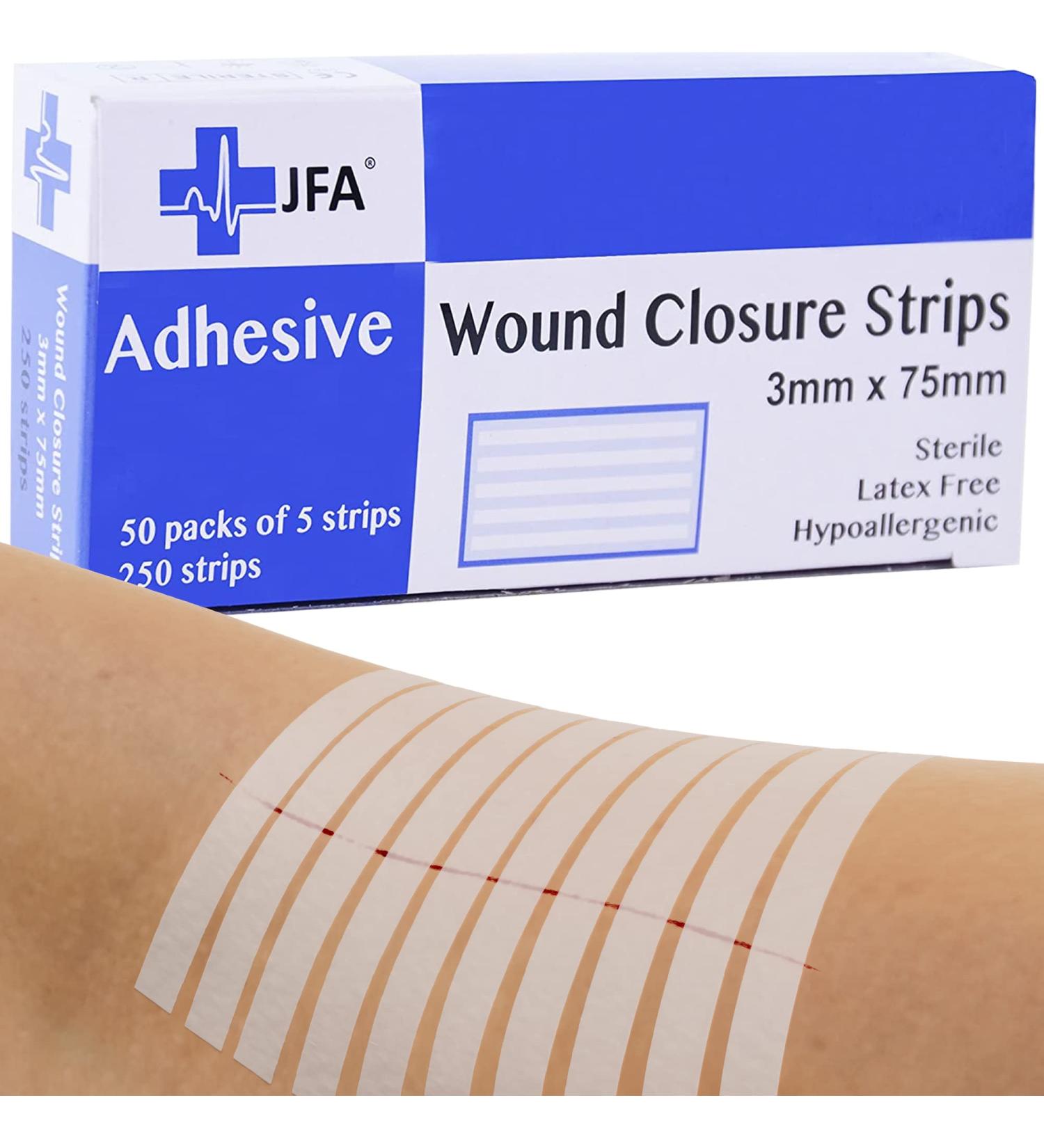 JFA Medical Set of 250 Wound Closure Strips | Suture Material & Stapling Plasters - 3x75 mm for Efficient Wound Care - Buy Online on GoSupps.com