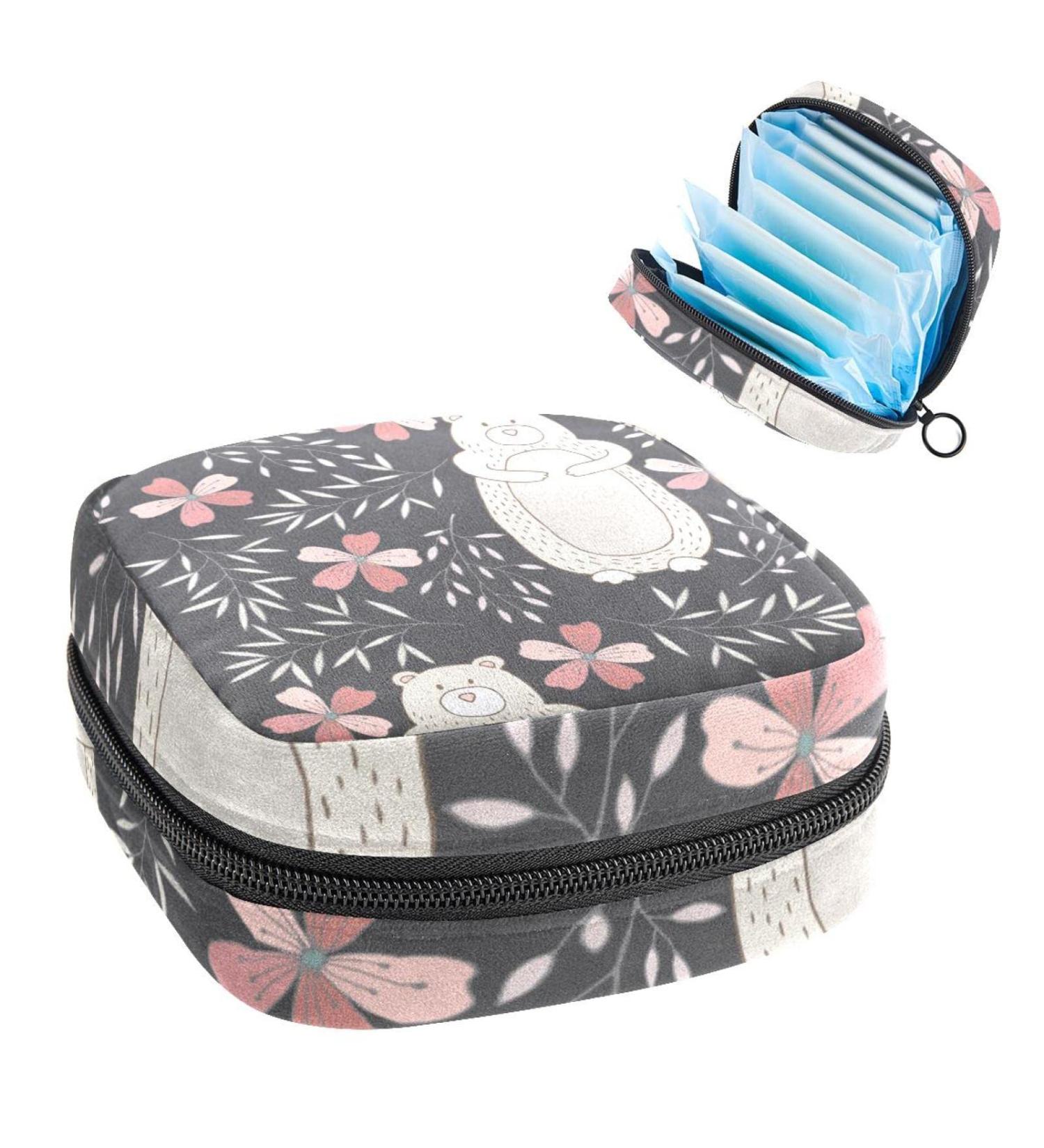 Period Bag Sanitary Napkin Storage Pouch Travel Makeup Bag - Flower and Bear Color4799 - Buy Online on GoSupps.com
