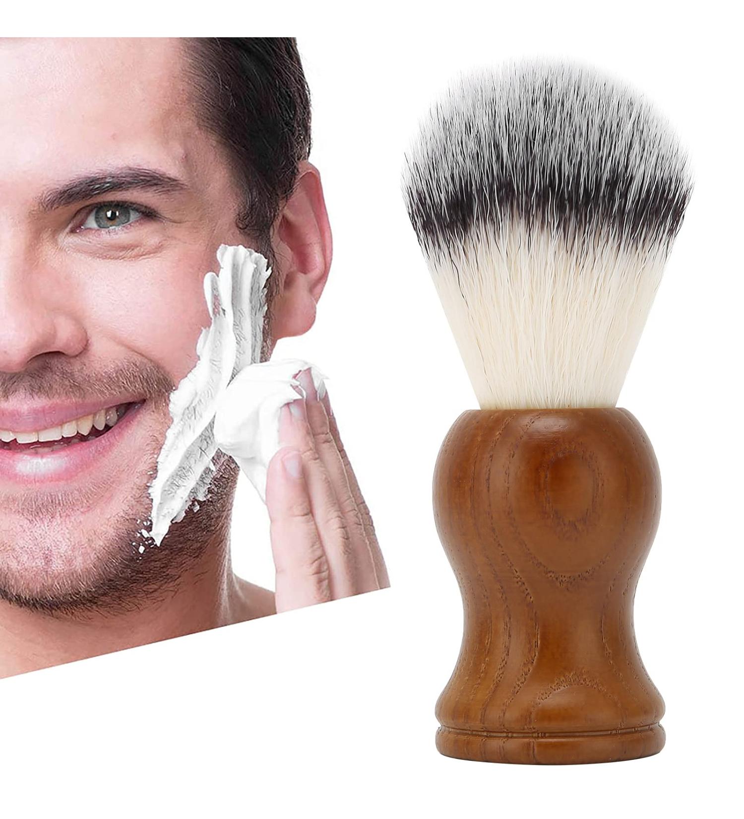 Portable Shaving Brush for Men | Professional Beard Shaving Brush with Wooden Handle | Ideal for Broken Hair - Buy Online on GoSupps.com