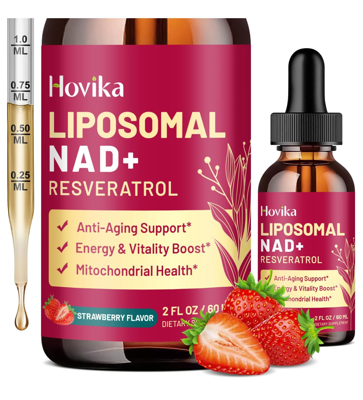 Liposomal NAD Supplement - 1200mg NAD+ Liquid Drops for Women & Men with Resveratrol, Black Pepper Extract - Support Anti-Aging, Brain & Cellular Mitochondrial Health - 2 Fl Oz, Strawberry Flavor Strawberry 2 Fl Oz (Pack of  - Buy Online on GoSupps.com