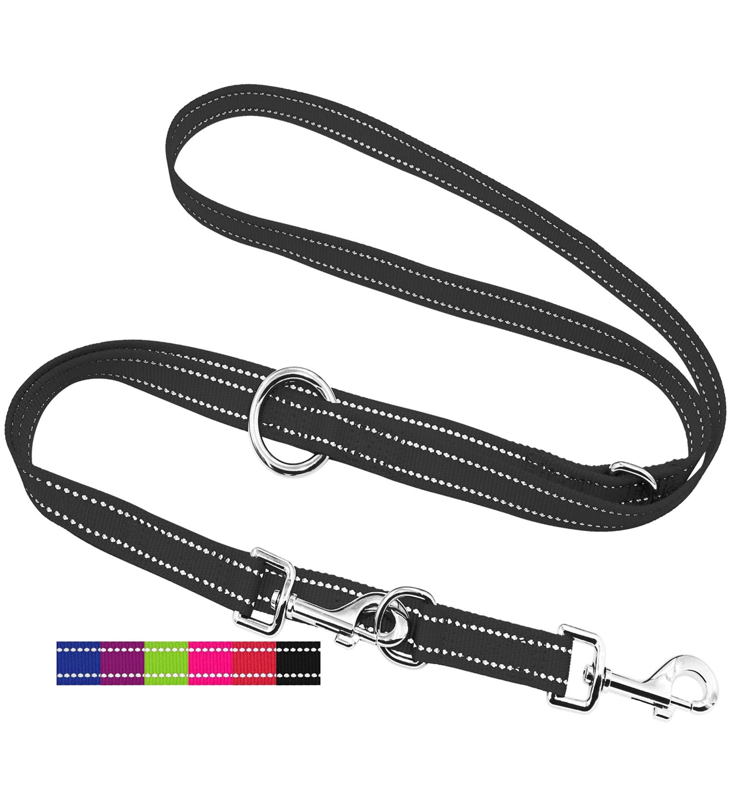 Dey Premium Dog Leash Nylon 2m | Reflective | 3-Way Adjustable for All Dog Sizes | Available in Multiple Colors | Doubleein Tow & Fire Leash - Black L (2.5 x 200 cm) - Buy Online on GoSupps.com