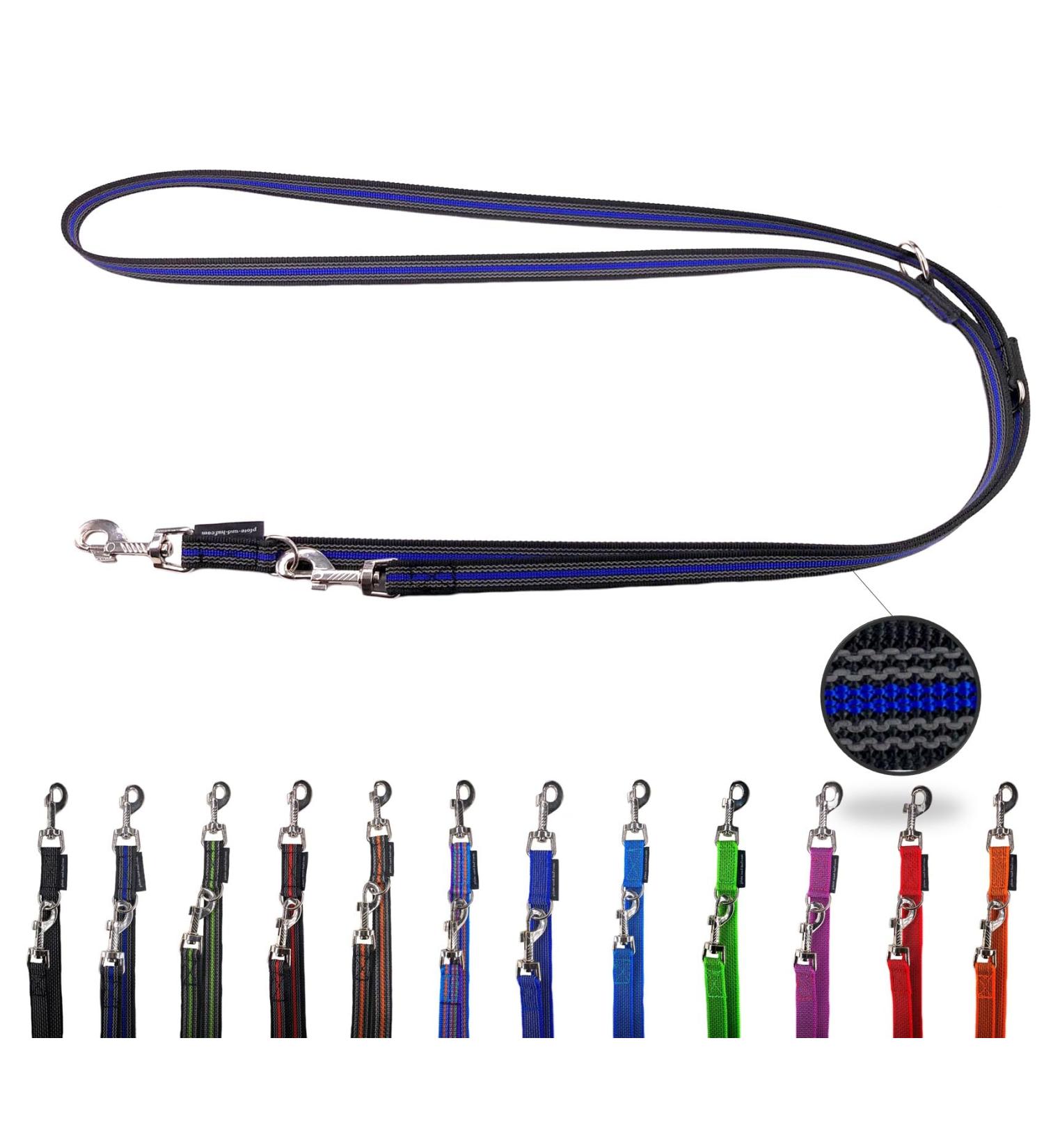 Adjustable Dog Linen Leash - 3.50m Black-Blue for Medium & Large Dogs | International Shipping - Buy Online on GoSupps.com