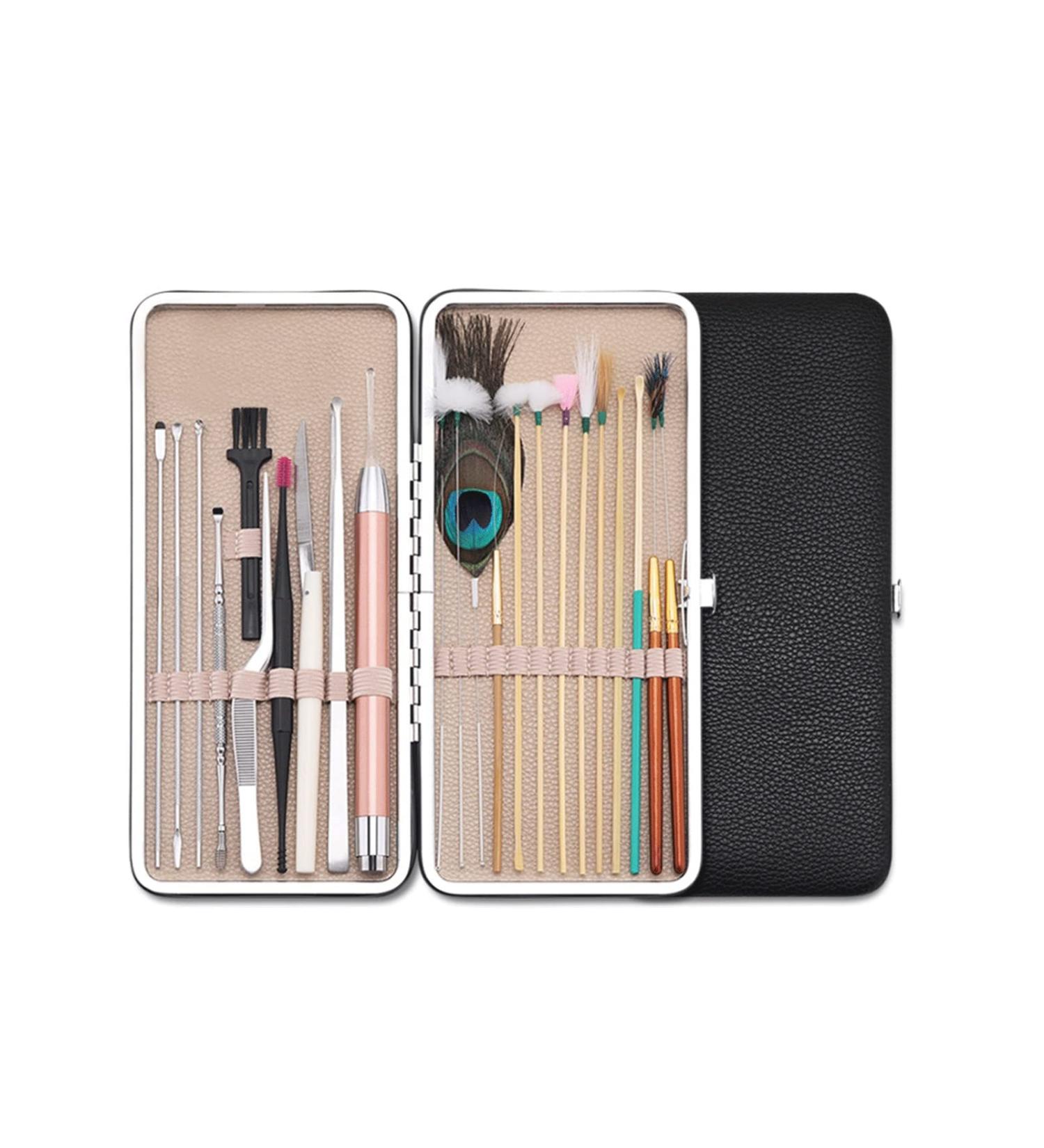 SSWERWEQ Ear wax removal tool Ear Cleaning Tools Earwax Removal Kit Ear Pick Set Earwax Remover Spoon Ear Care Tools Adult Earpick with LED Light (Color : Schwarz) Black - Buy Online on GoSupps.com