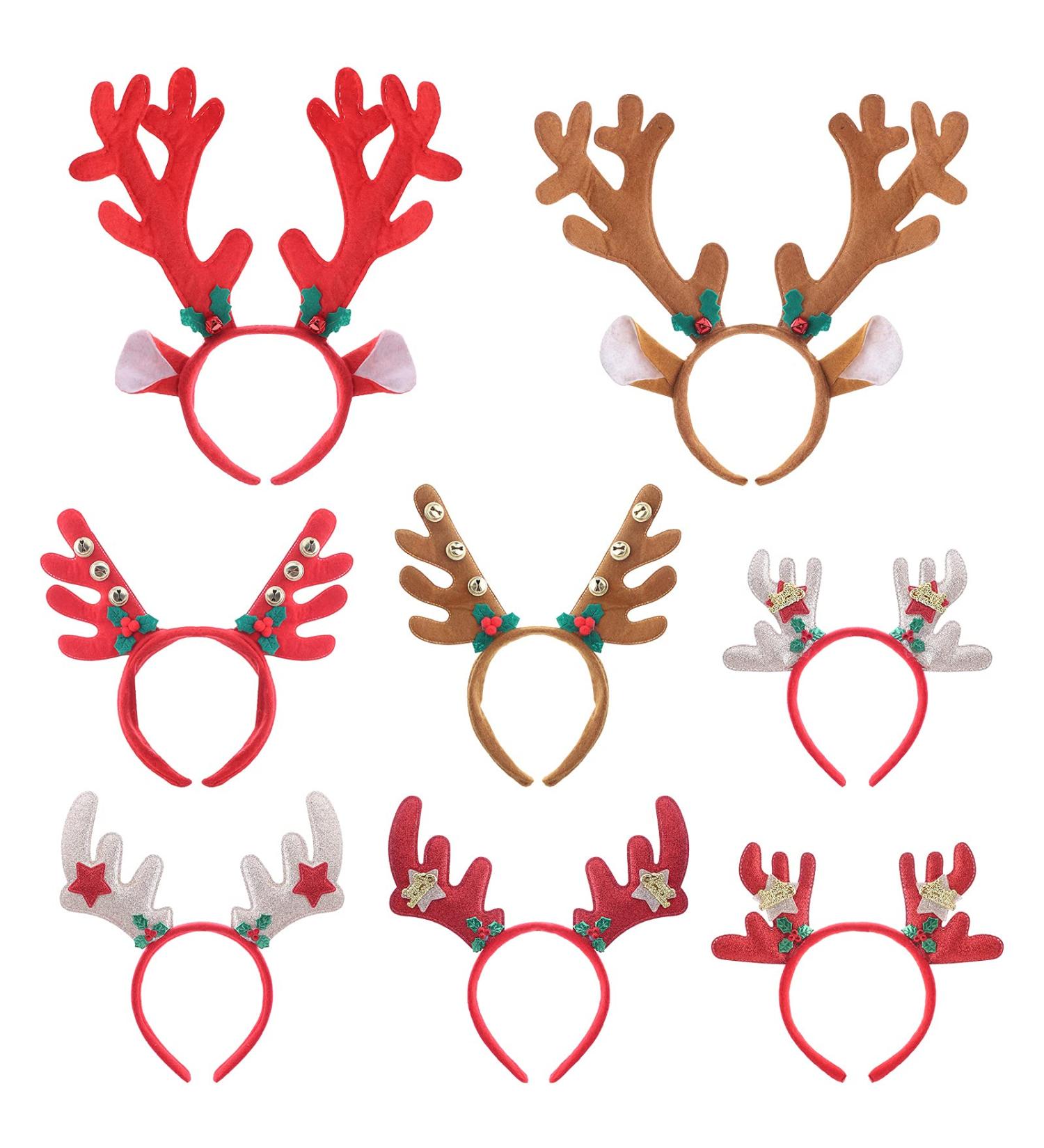 8-Piece Reindeer Antlers Headband with Ears - Christmas Hair Jewelry for Celebrations & Cosplay | One Size Fits All - Buy Online on GoSupps.com