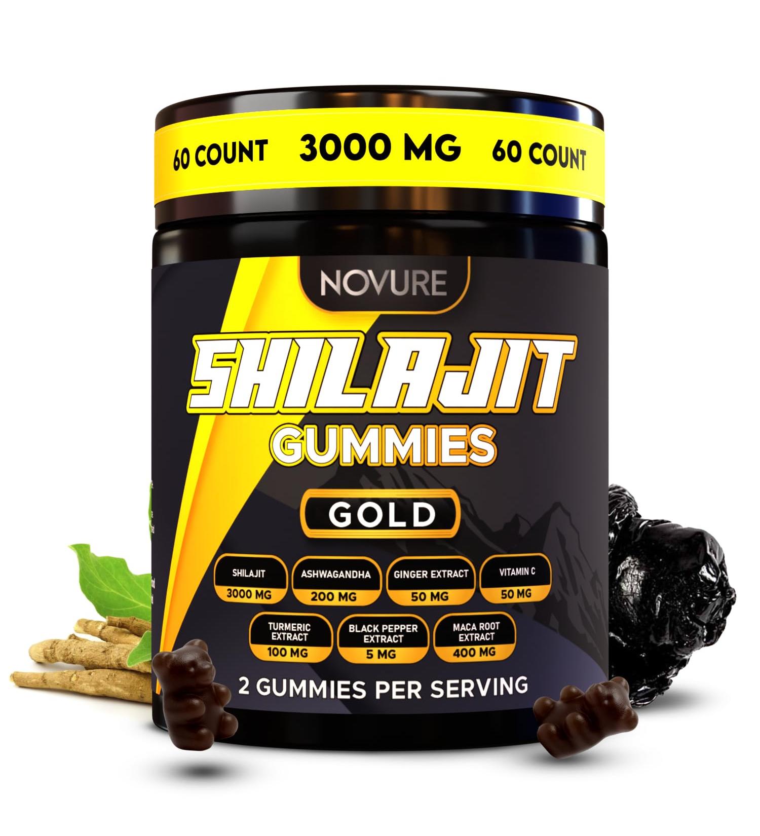 Himalayan Shilajit Gummies No Added Sugar Ashwagandha MACA Root Turmeric Extract with Vitamin C Non-GMO 100% Natural & Organic (60 Count Gold) Gold 60 Count (Pack of 1) - Buy Online on GoSupps.com