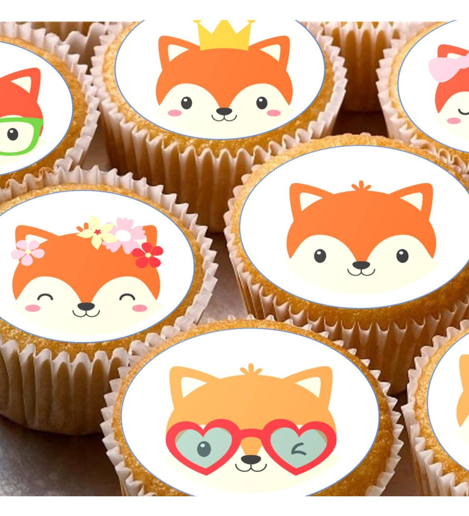 24 edible PRE CUT Fox foxes style kids childrens party decorations Wafer Paper Cupcake Fairy Cake Toppers - Buy Online on GoSupps.com