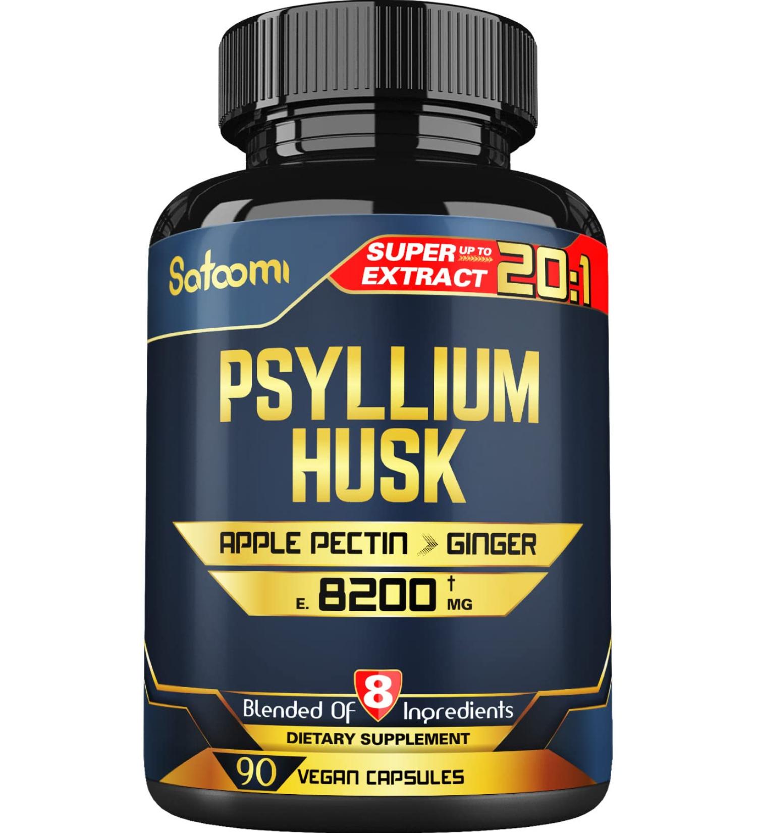 Satoomi Psyllium Husk Extract Capsules - 3 Month Supply with Apple Pectin, Ginger, Fennel & More - Digestive & Immune Health Support - Buy Online on GoSupps.com