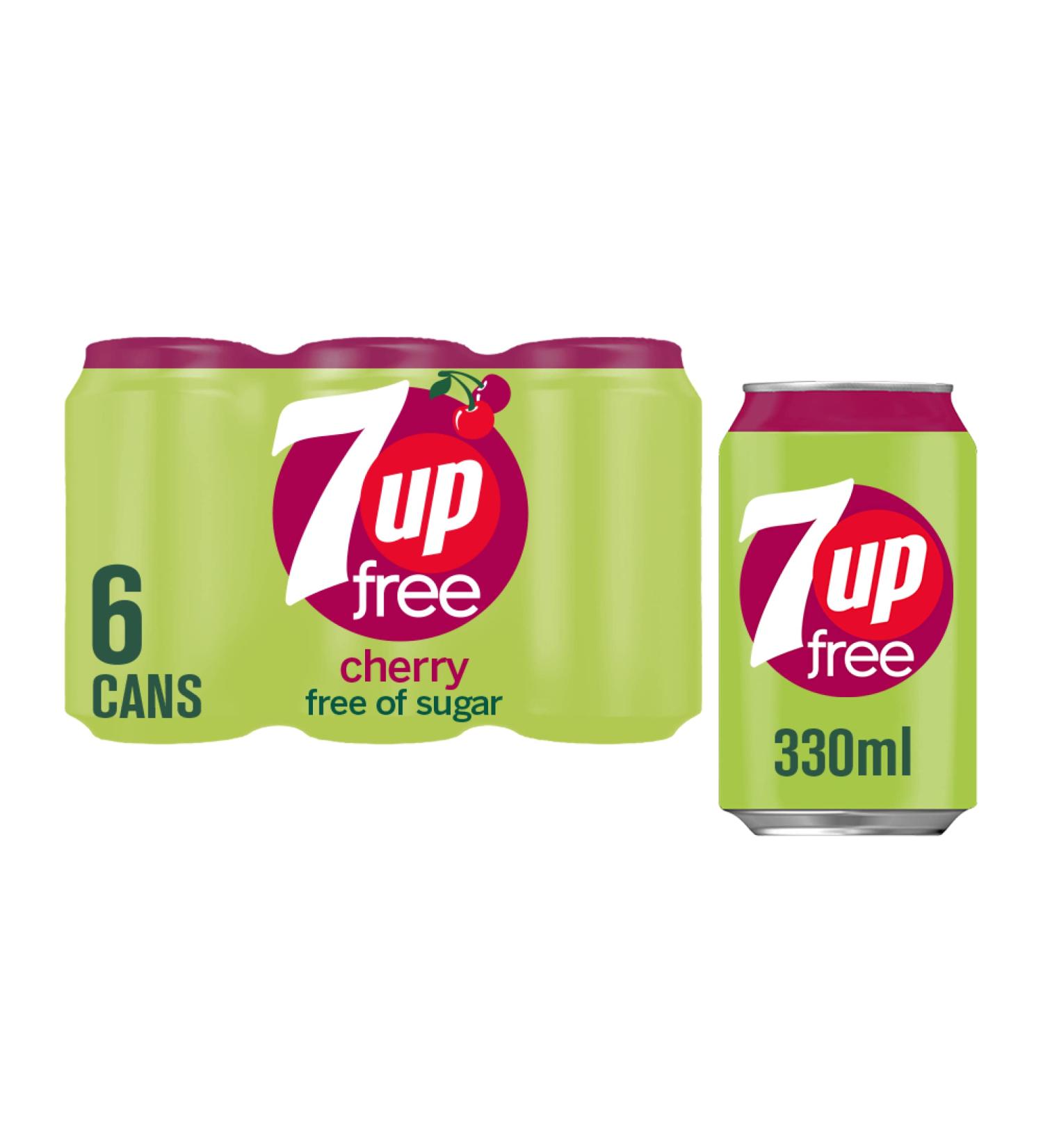 7UP Free Cherry Fizzy Drink - Sugar-Free - 6 x 330ml Cans - Buy Online on GoSupps.com