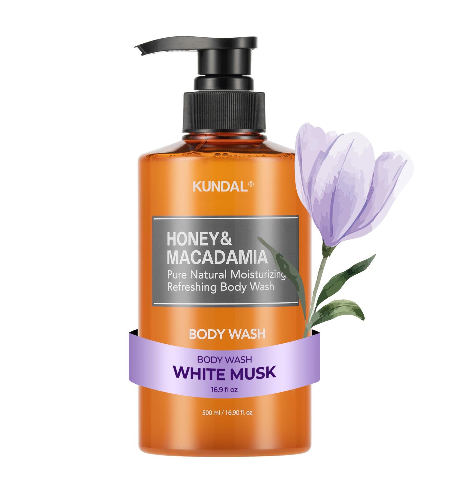 KUNDAL Nature Honey & Macadamia Natural Moisturizing Body Wash Deep Nourishment Natural Extracts Blend 10 000 ppm Honey Safe for All Ages Soft & Smooth Skin 16.9 fl oz (Pack of 1) (White Musk) - Buy Online on GoSupps.com