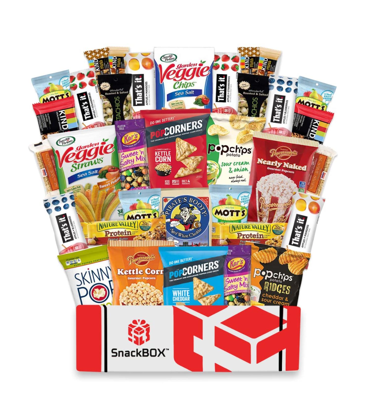 SnackBOX Gluten Free Healthy Snacks Care Package - 34 Count | Perfect for College Students, Exams, Valentine's Day & Gifts - Buy Online on GoSupps.com