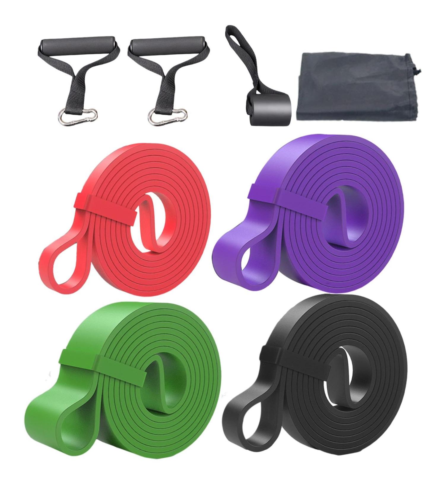 Resistance Pull Up Bands - 4pcs Pull Up Assistance Bands | Multifunctional Stretching Tension Bands with Accessories Heavy Stretch Workout Resistance Bands for Full-Body Leg Muscle Training Yoga - Buy Online on GoSupps.com