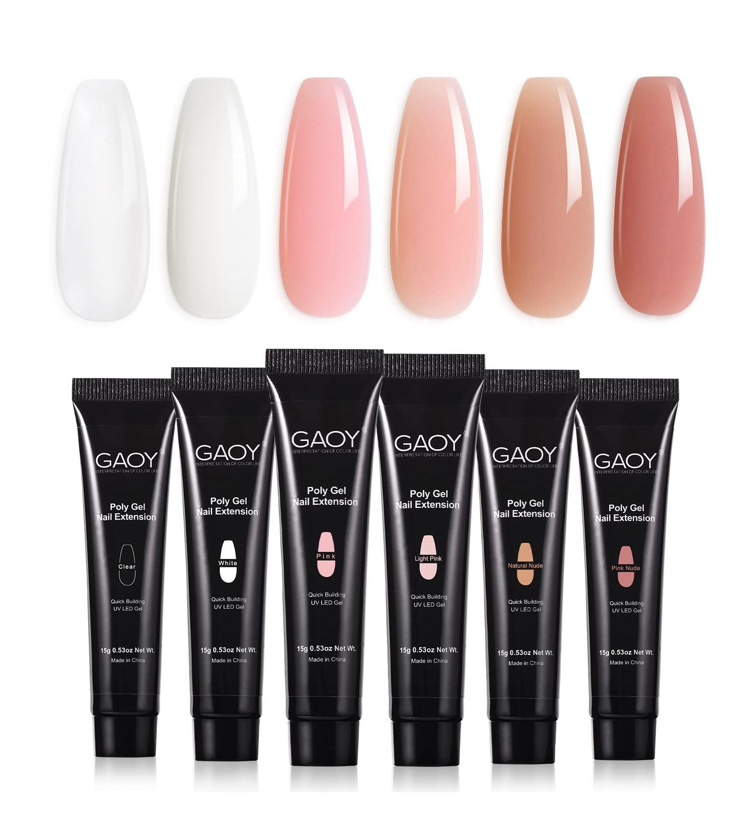 GAOY Poly Gel Set - 6 Colors Nude Pink Nail Extension Builder Gel for Salon-quality Nail Art - Ideal for Beginners & Professionals - Buy Online on GoSupps.com