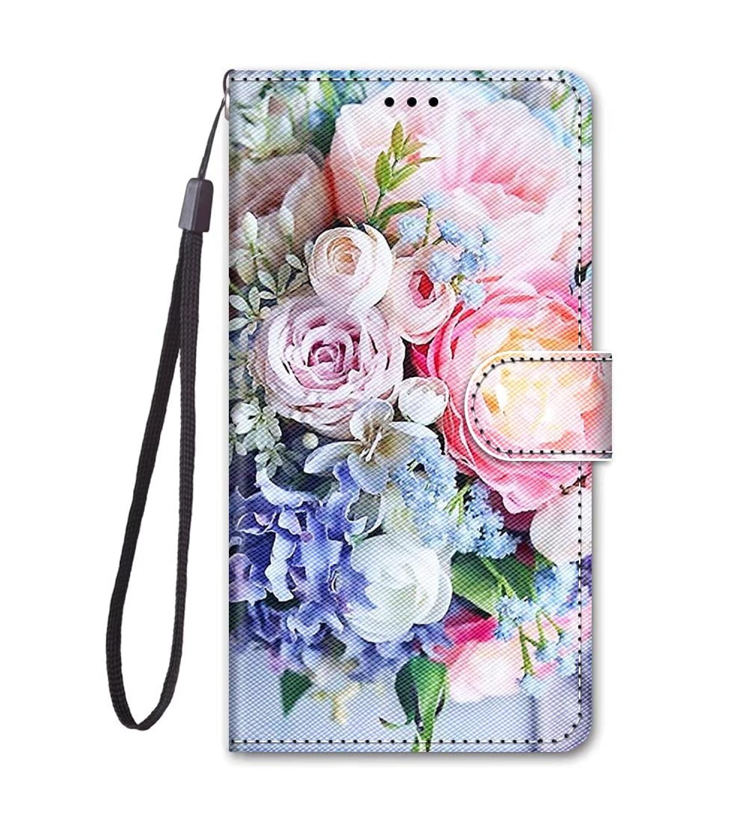 Magon Full Body Flip PU Leather Case for Xiaomi Redmi Note 11S Colorful Pink Flower Wallet Cover with Card Compartments and Stand - Buy Online on GoSupps.com