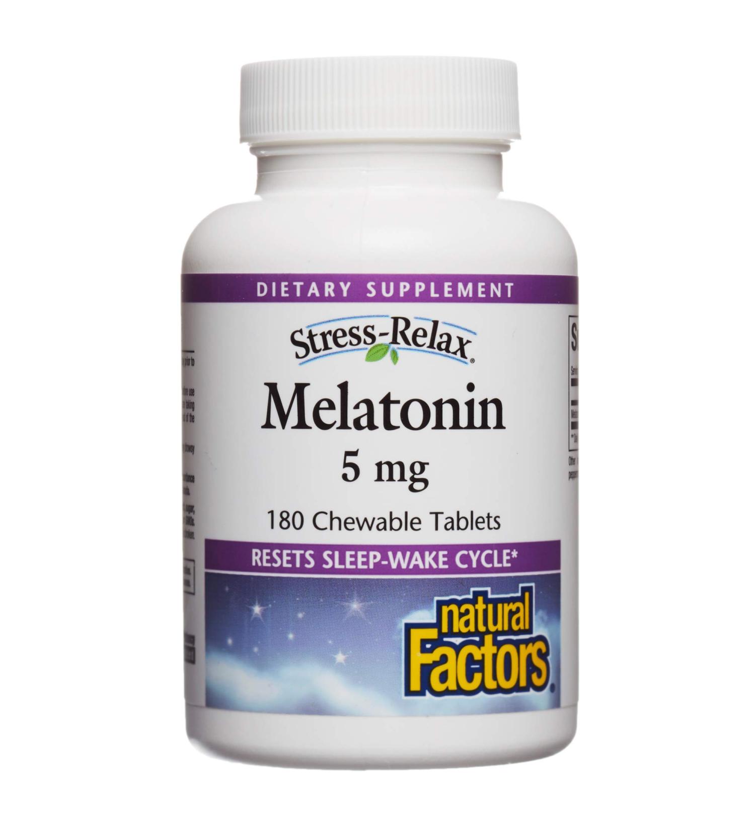 Natural Factors Stress-Relax Melatonin 5mg â€“ 180 Chewable Tablets for Sleep Support - Buy Online on GoSupps.com