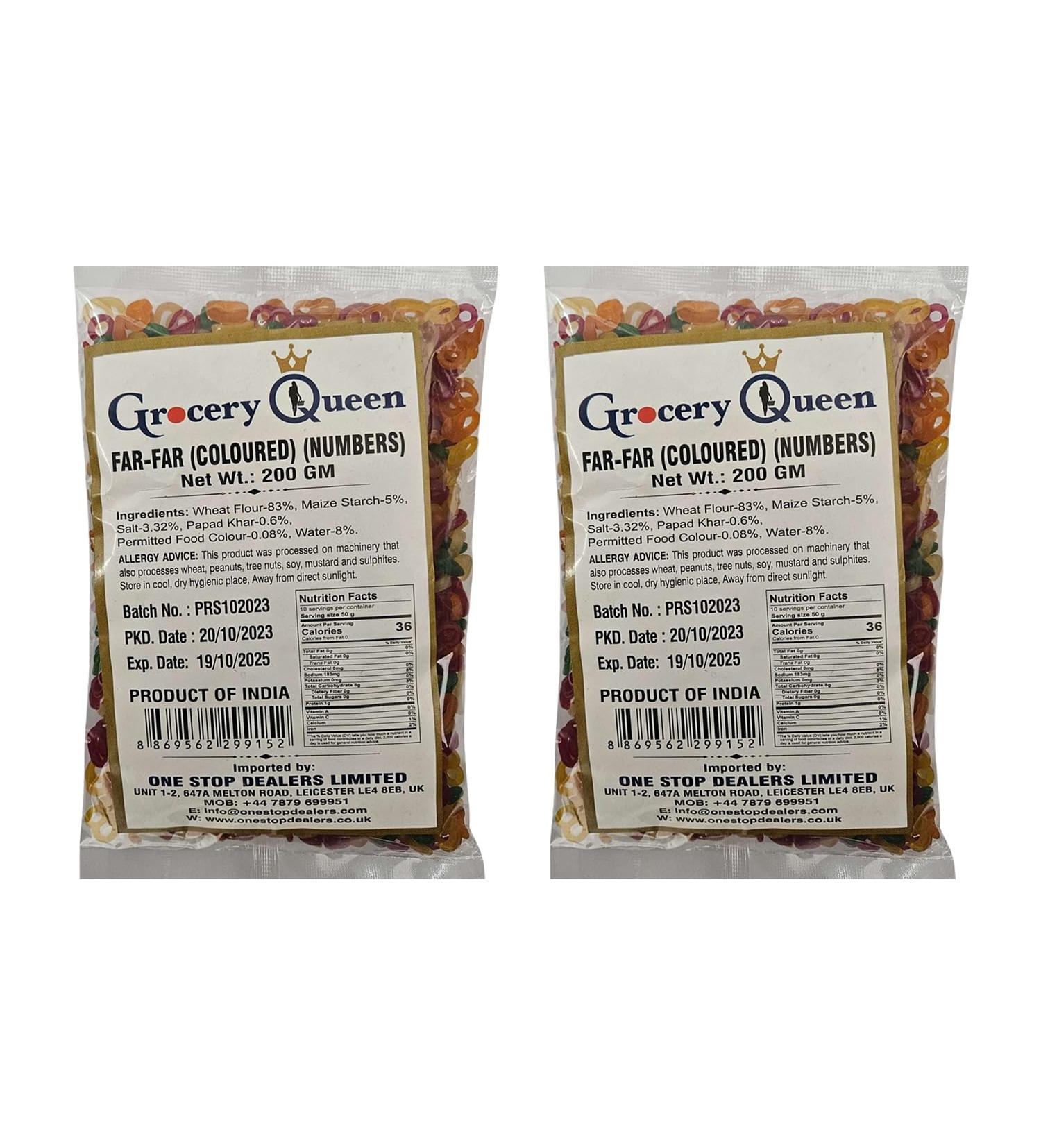 One Stop Dealers Far Far (Fryums) (200 Gram) - A Flaky Crispy And A Bit Sweet And Salty In Taste Vibrant Snacks Either Eaten As A Snacks Or Served To Accompany A Meal (Colored Numbers Pack of 2) Colored Numbers 1 count (Pack of 1)
