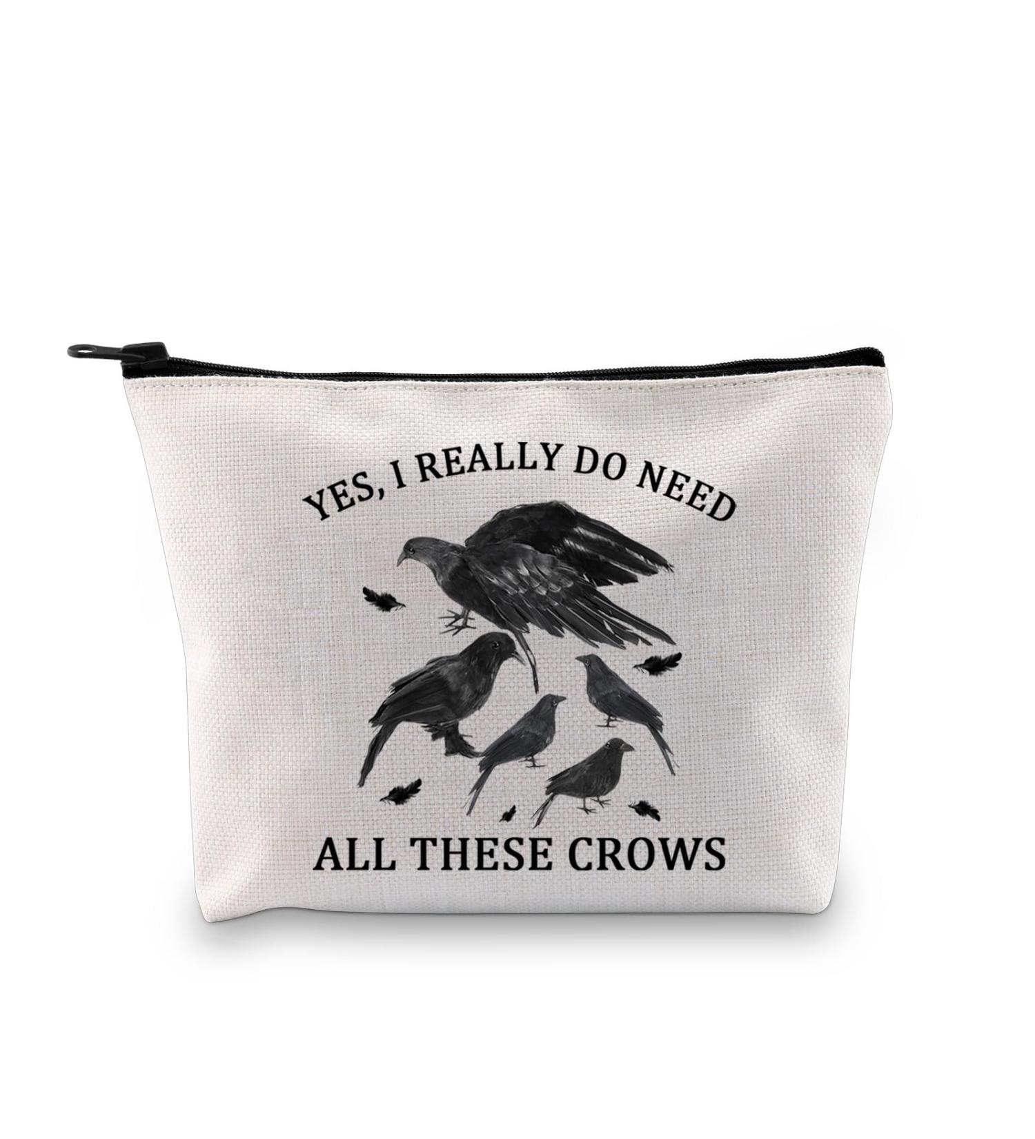 BDPWSS Crow Themed Gifts Funny Crow Bird Lovers Gift Raven Gift Yes I Really Do Need All These Crows Makeup Bag For Friend Need these crows bag Fashion - Buy Online on GoSupps.com