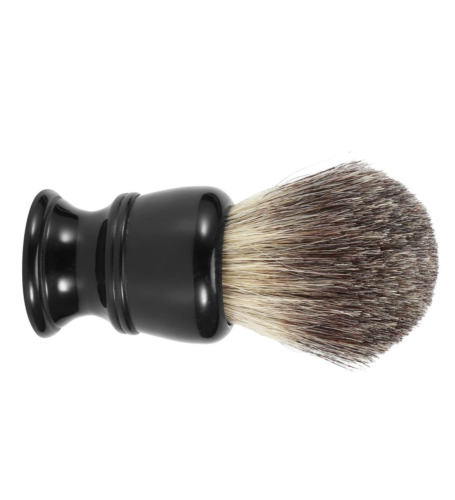 Premium Black Resin Handle Hair & Beard Shaving Brush - Thick Lather for Ultimate Comfort - Buy Online on GoSupps.com