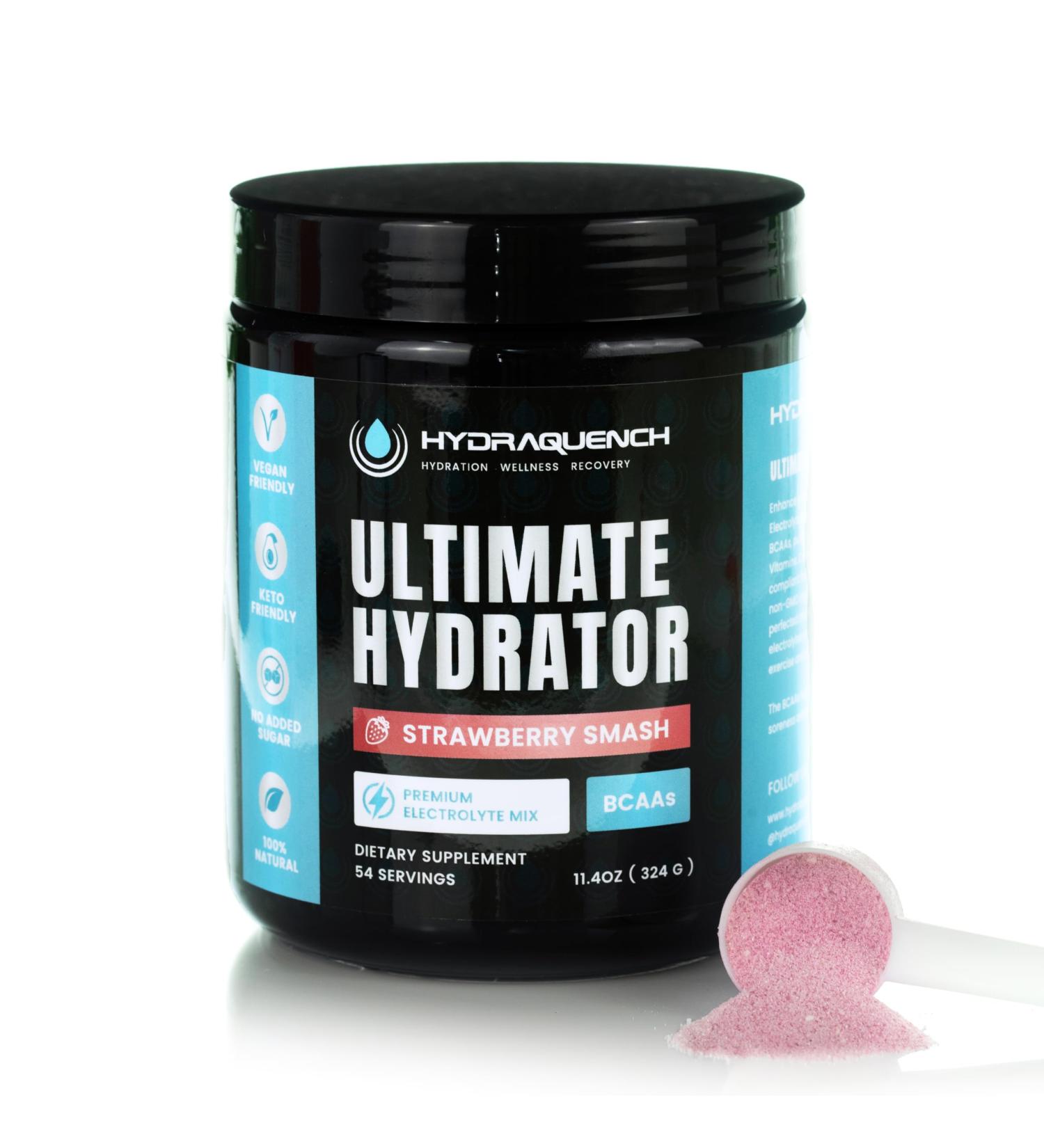 Ultimate Hydrator: Keto Vegan Electrolytes Drink Powder with BCAAs - Sugar-Free Strawberry Smash for Rehydration & Recovery - Buy Online on GoSupps.com