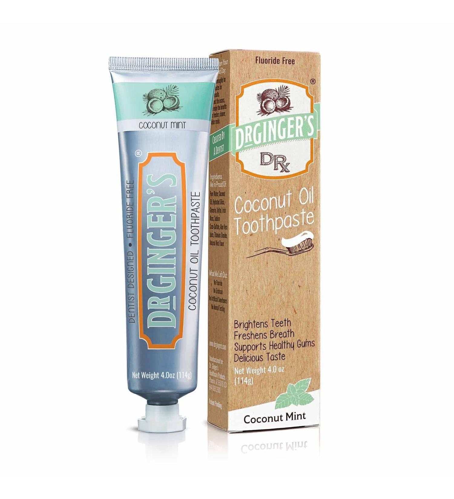 Dr. Ginger's Coconut Oil Toothpaste 4oz - All-Natural Oil Pulling & Xylitol for Fresh Breath, Gum Health, Plaque Prevention, Sensitive Teeth - Coconut Mint Flavor - Fluoride-Free - Buy Online on GoSupps.com