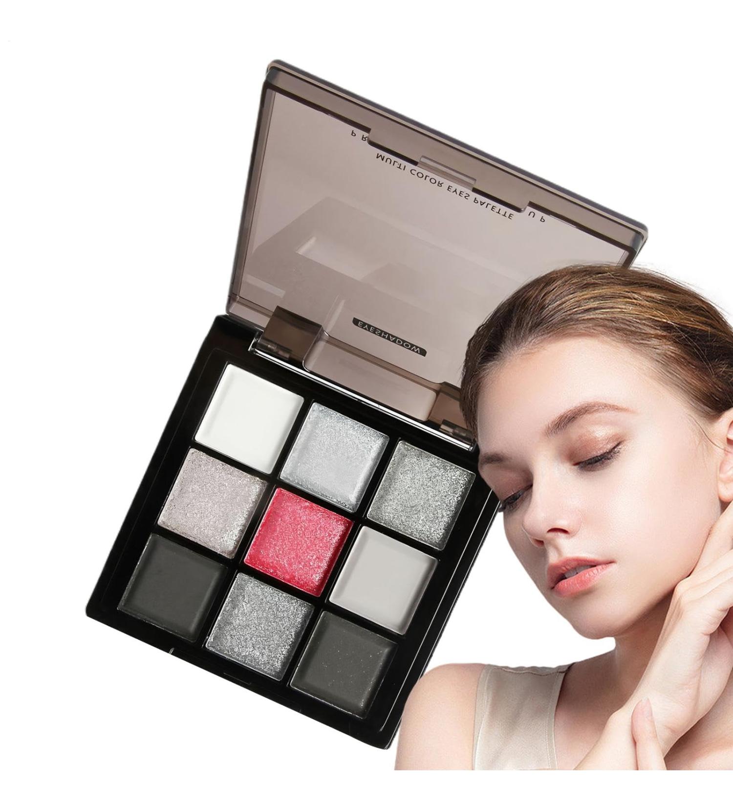  szaluyk smoky black eyeshadow palette dark eyeshadow palette shiny silver grey color 9 colors long lasting halloween masquerade - Buy Online on GoSupps.com