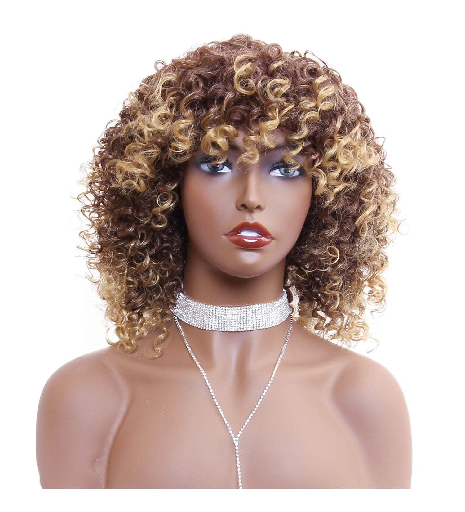 Ombre Afro Kinky Curly Wigs for Black Women | Synthetic Curly Hair - Perfect Daily Style - Buy Online on GoSupps.com