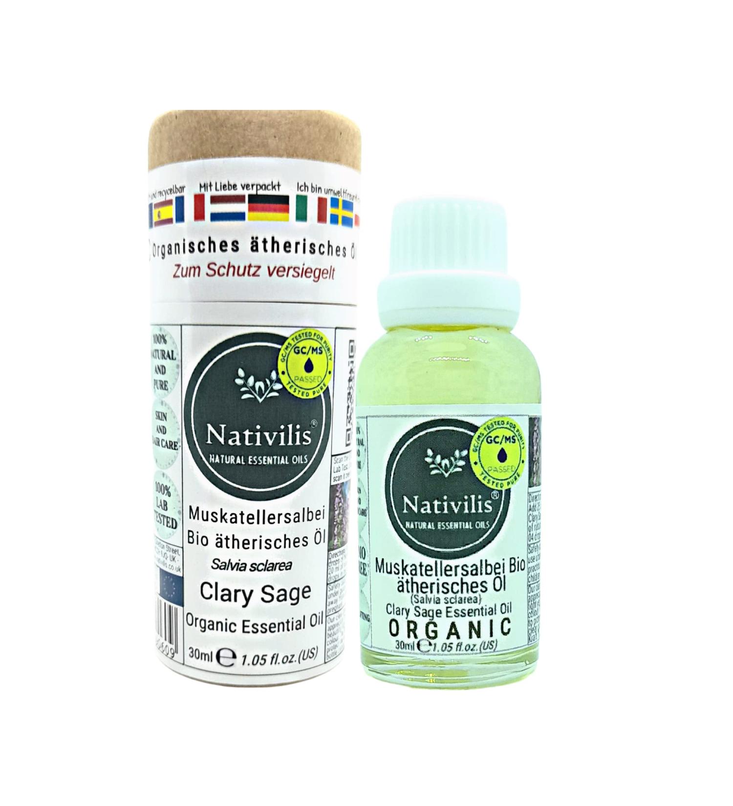 Buy Nativilis Essential Bio-Musselsalbei Oil | Salvia SCLAREA | Antibacterial Menopause Relief | International Shipping Available - Buy Online on GoSupps.com