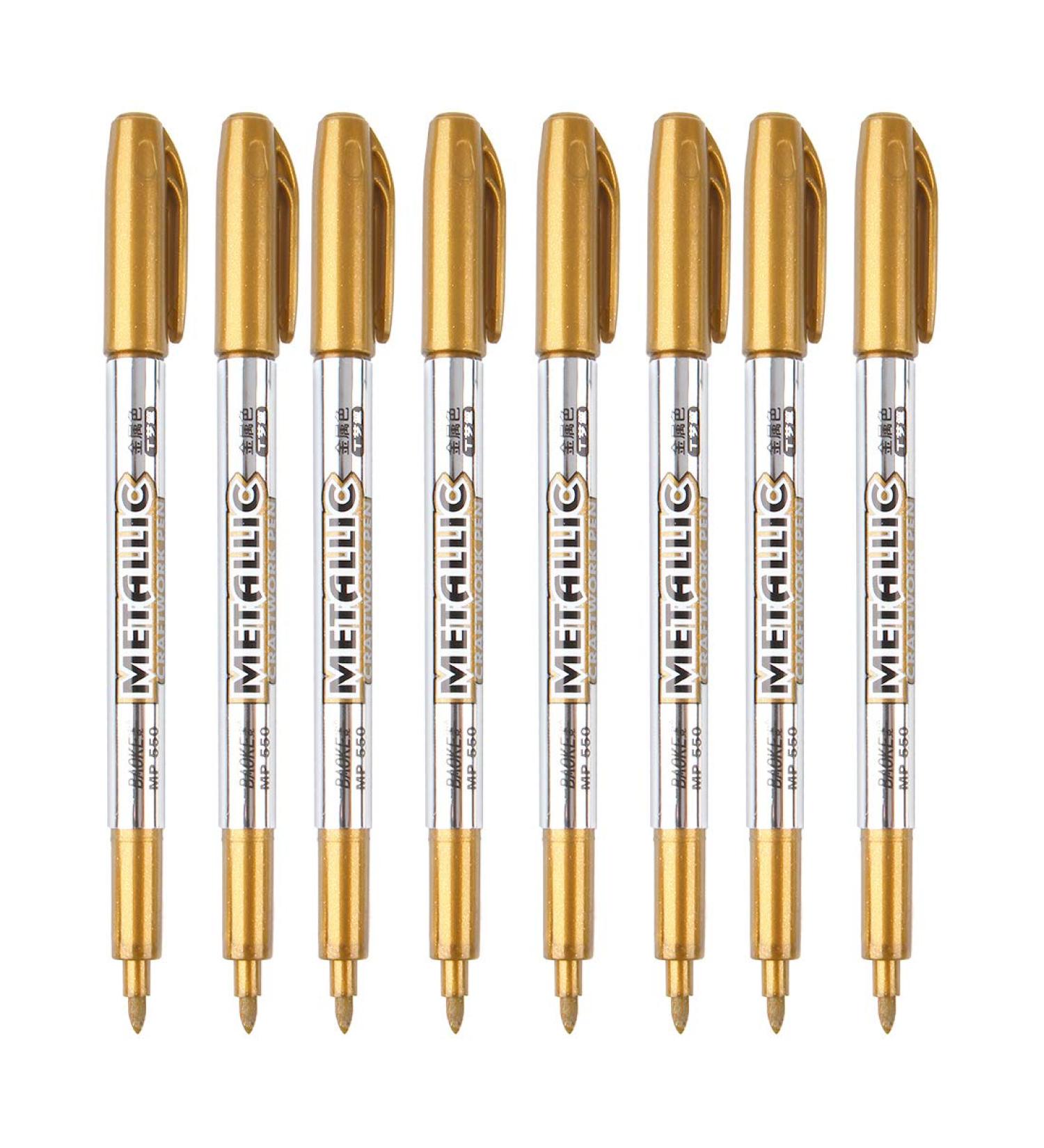 MYARTOOL Gold Metallic Marker Pens - Set of 8 for Artist Illustration, Crafts & Scrapbooking - Buy Online on GoSupps.com