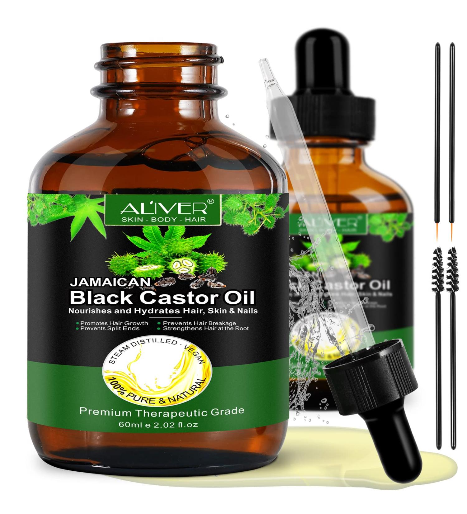 Jamaican Black Castor Oil for Hair Growth, Skin Care & Nails - Scalp Nourishment, Dry Skin Relief & Blood Circulation - Face & Body Moisturizer - Unisex (2 Bottles) - Buy Online on GoSupps.com