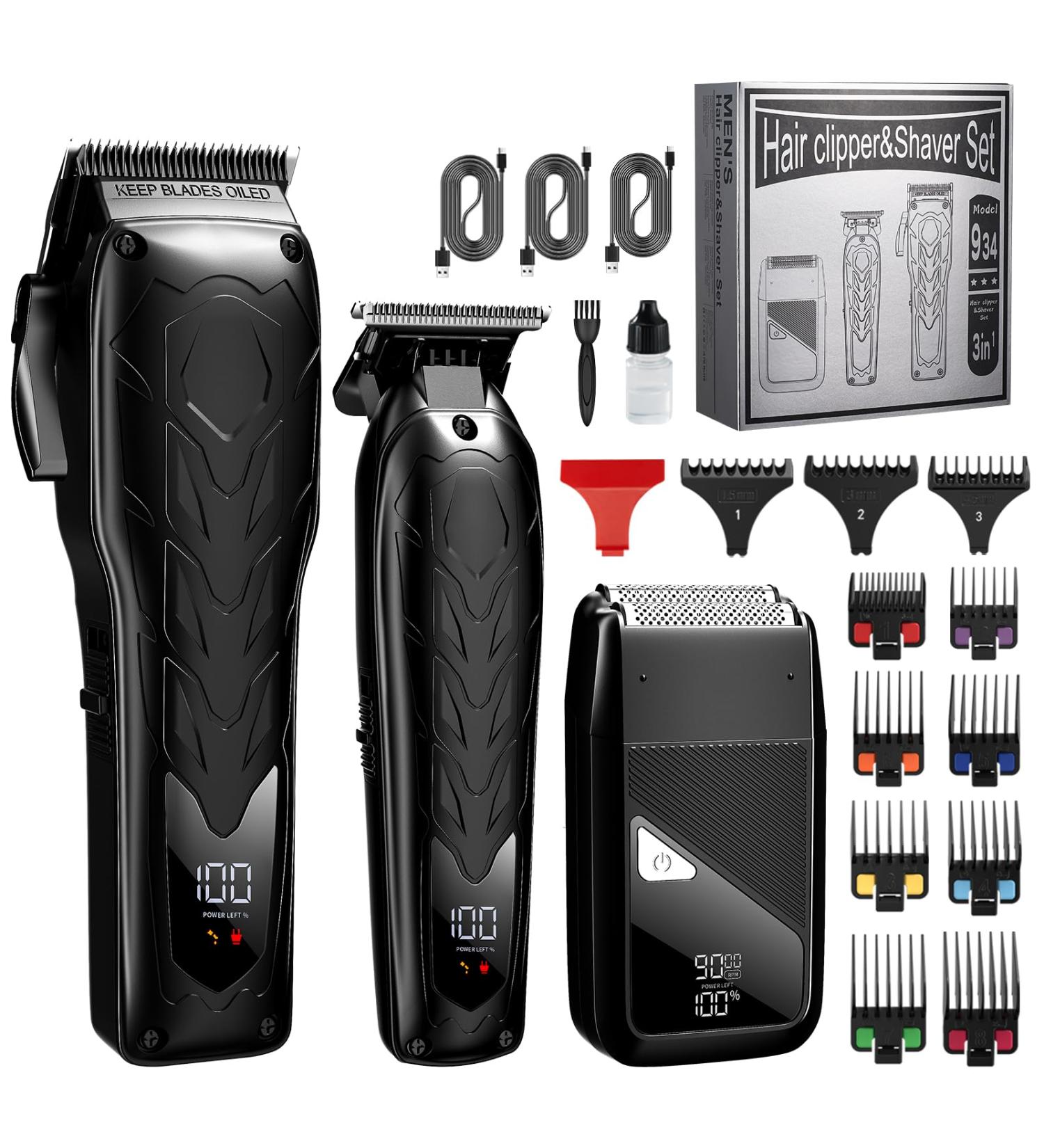 Lanumi 3 in 1 Hair Clipper & Trimmer Set for Men | Rechargeable Electric Razor & Beard Trimmer Kit - Perfect Gifts for Barbers & Him - Buy Online on GoSupps.com