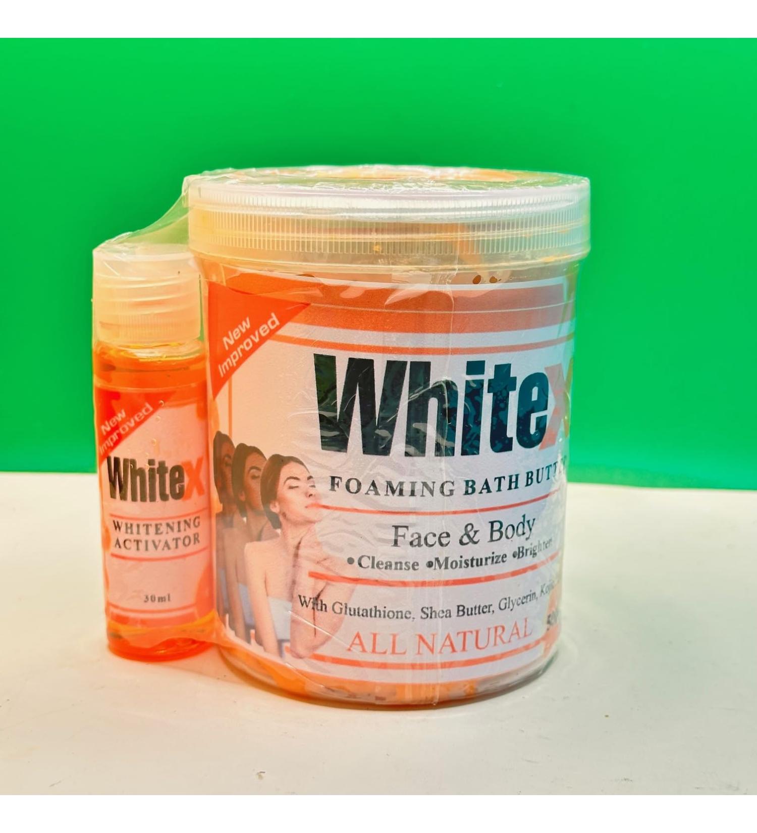 Whitex Foaming Bath Butter Cleansing Face and Body Lotion with Glutathione and Shea Butter 500g with Activator