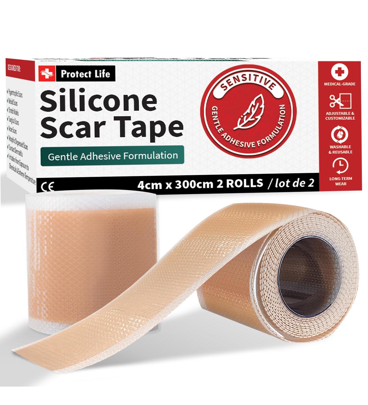 Medical-Grade Silicone Scar Tape Roll | Keloid & Surgical Scar Removal Strips | Reusable 4cm x 300cm | 2 Pack - Buy Online on GoSupps.com