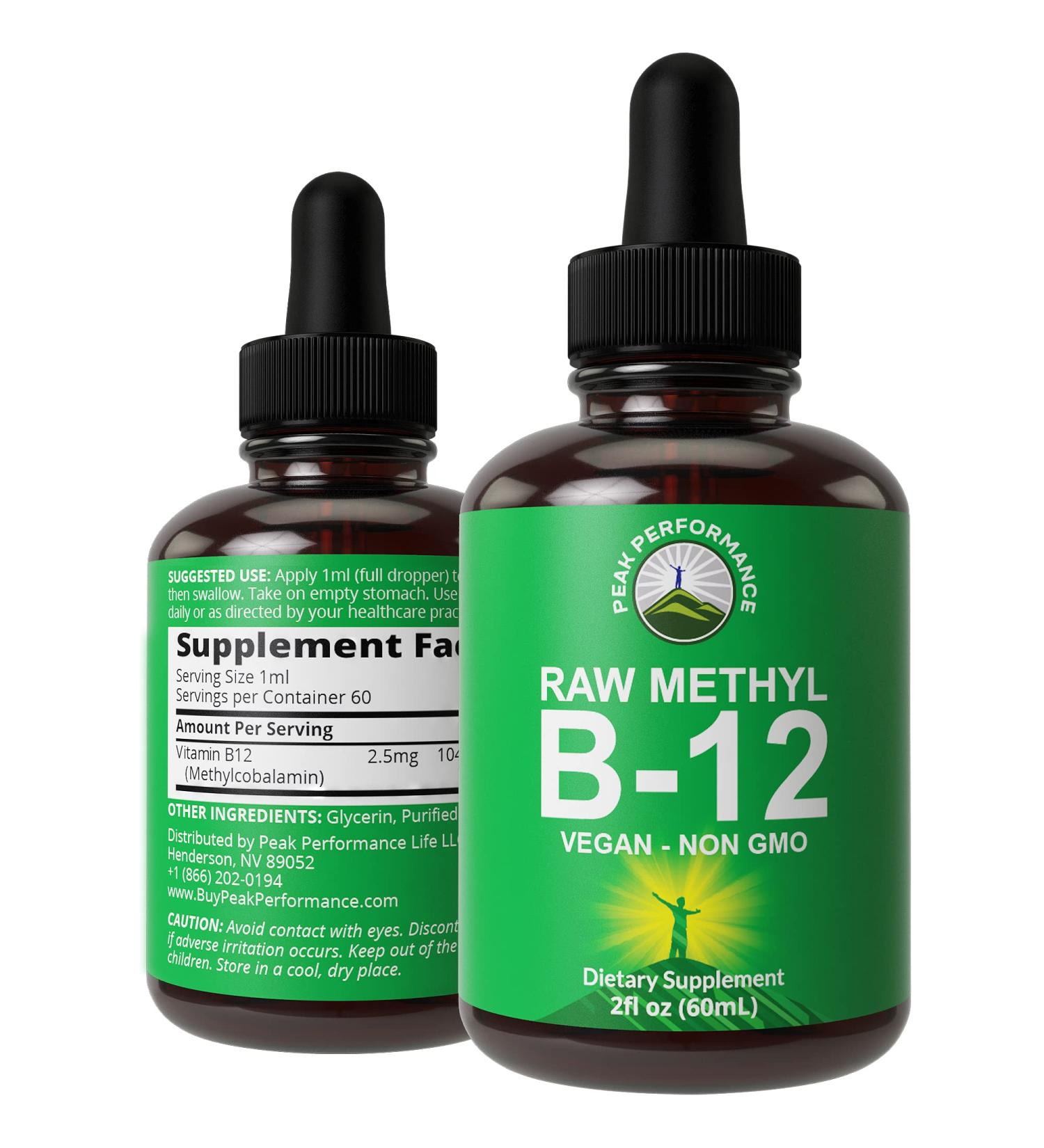 Raw Methyl B12 Liquid Drops - Fast Acting Vegan Vitamin Supplement for Energy & Focus - 2 fl oz - Buy Online on GoSupps.com