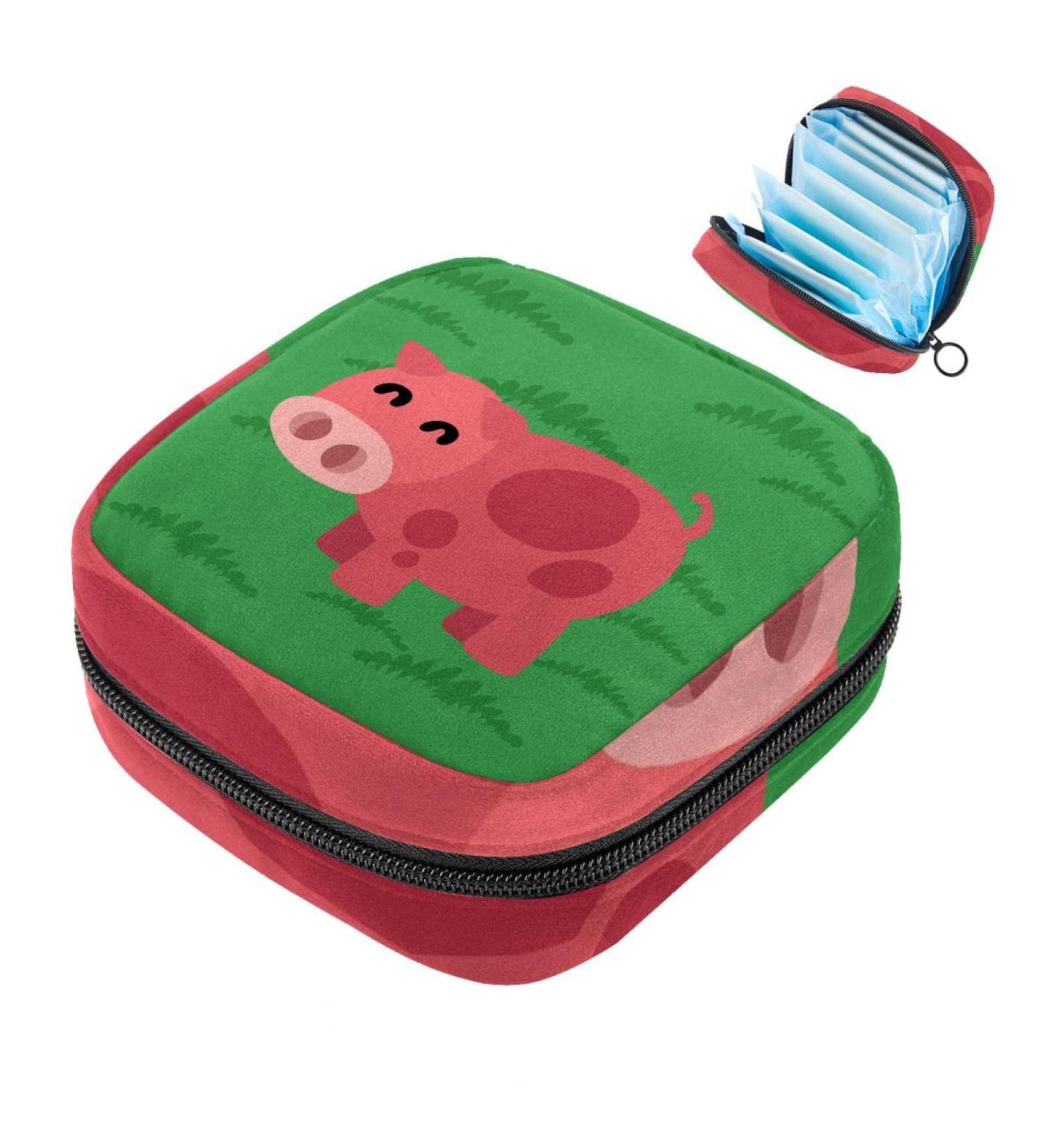 Green PIG Sanitary Napkin & Menstrual Cup Pocket - Zip Pouch for Teenagers & Women - Stylish & Functional Menstrual Pad Storage - Buy Online on GoSupps.com