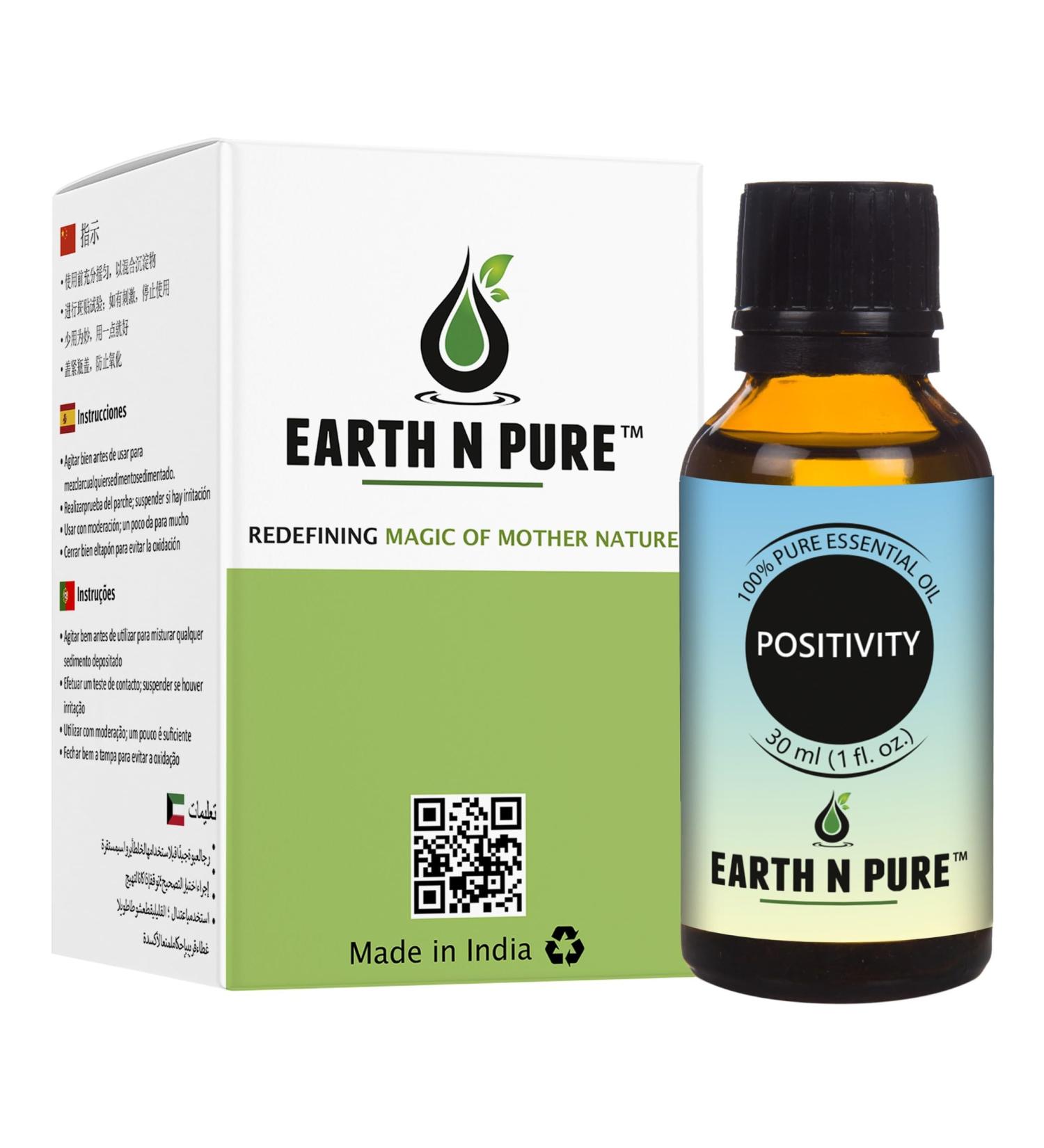 Earth N Pure Essential Oil Blend For Positivity 30 ml Rose Geranium Lavender & Sandalwood 1.06 Fl Oz (Pack of 1) - Buy Online on GoSupps.com