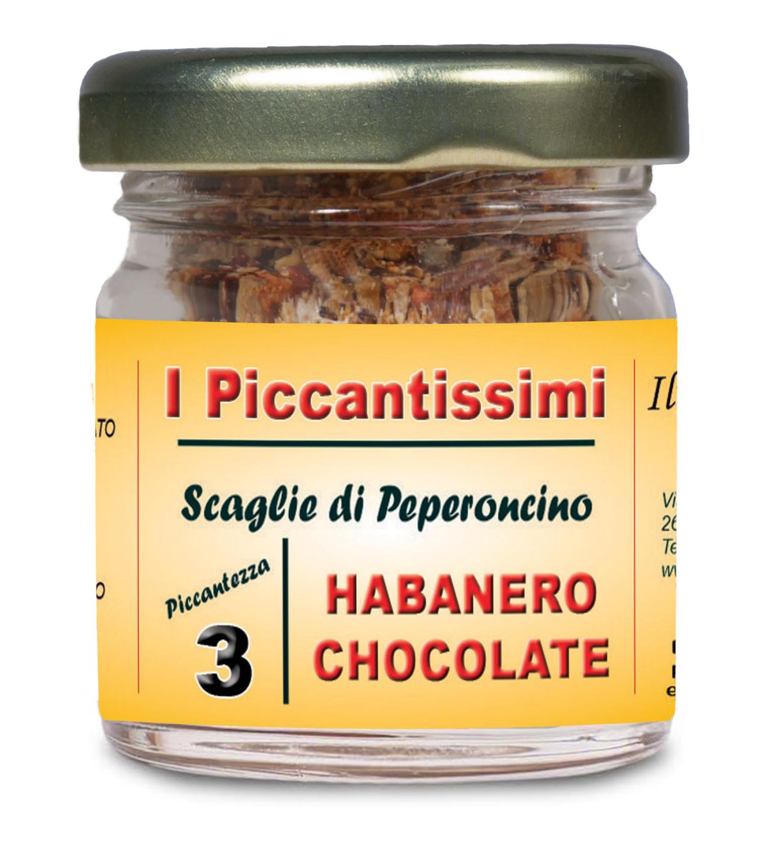 I Piccantissimi I Piccantissimi - HABANERO CHOCOLATE spicy chili pepper in jar of (15 g) - Shelf stable chilli scales - grown in Italy (400 000 Shu)