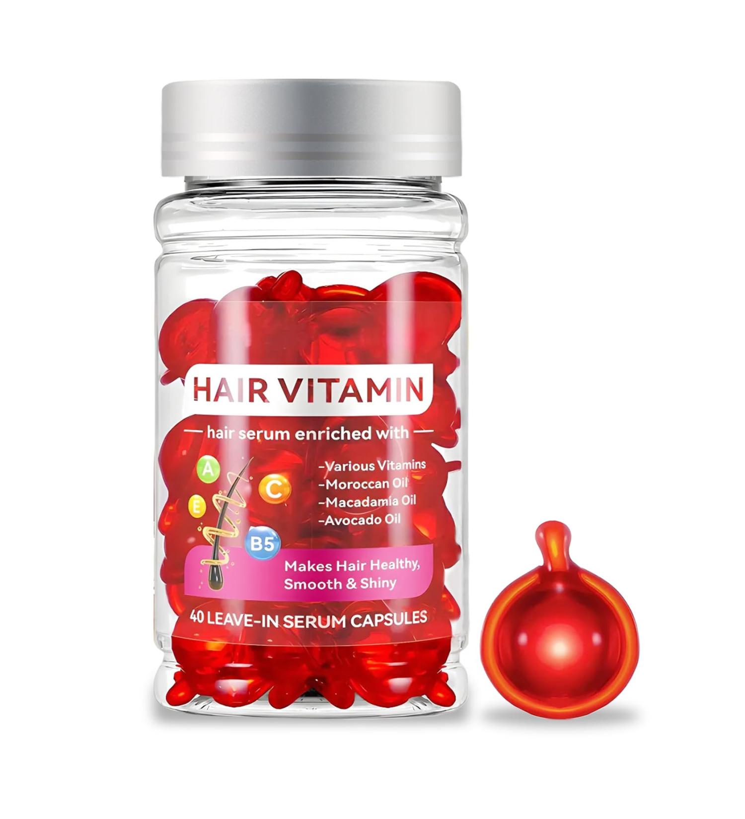 Hair Vitamin Treatment Serum Capsules - Moisturizing Oil for Dry & Damaged Hair | Vitamins A C E & B5 | 40PCS - For All Hair Types - Buy Online on GoSupps.com