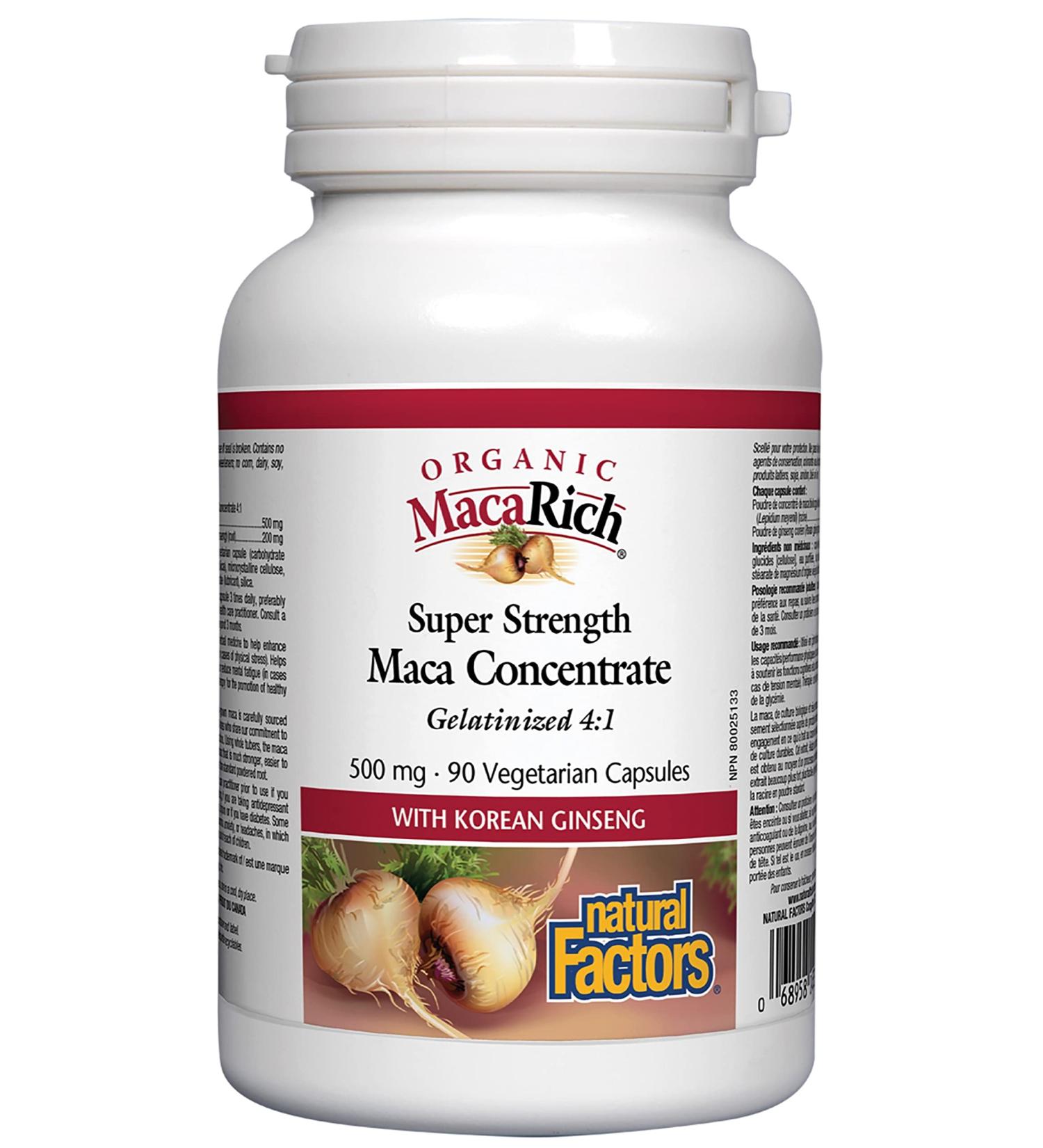 Natural Factors Organic MacaRich Super Strength Maca & Ginseng 500mg - 90 Veg Capsules - Buy Online on GoSupps.com