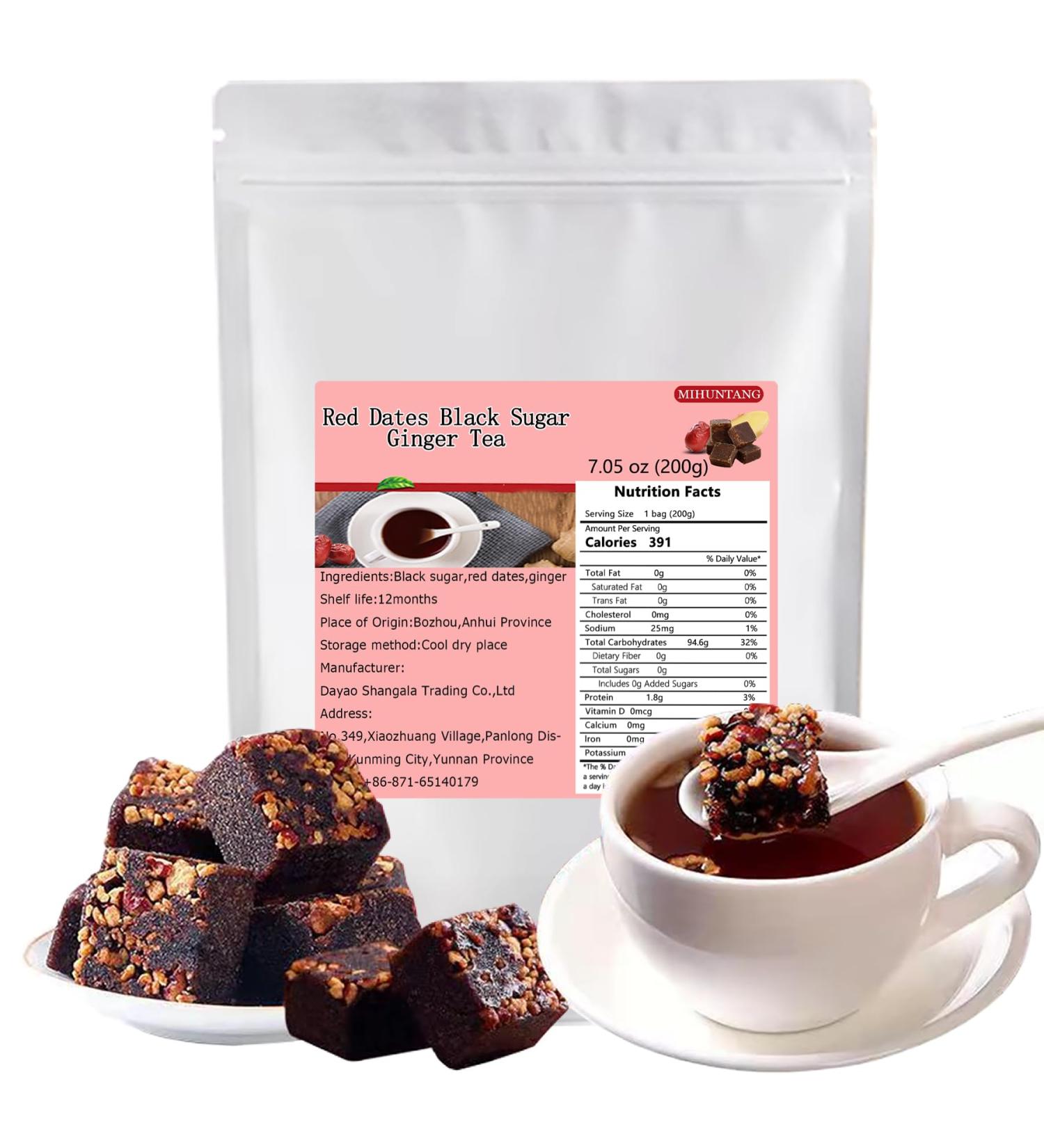 Dattes rouges faites la main Th au gingembre au sucre noir 200g Vieux sucre brun Jujube Cubes Th au sucre au gingembre - Buy Online on GoSupps.com