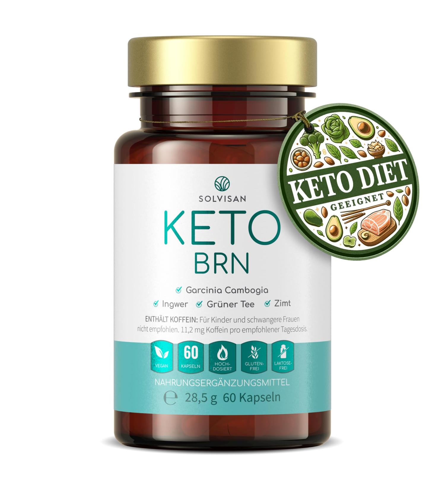 Buy SOLVISAN KETO BRN - Garcinia Cambogia Green Tea Ginger Cinnamon & Zinc - 60 Capsules for Weight Loss & Keto Support - Buy Online on GoSupps.com
