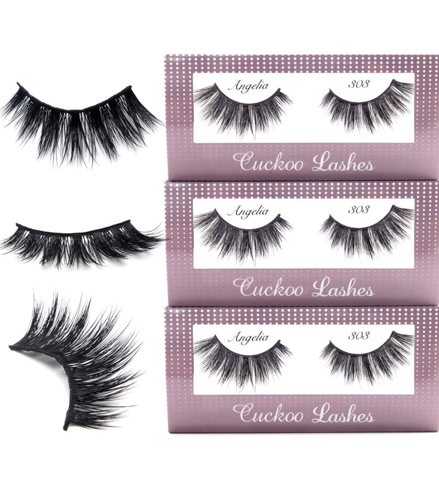 Cuckoo 303 3D Faux Mink Lashes - Handmade Dramatic Korea PBT Fiber False Lashes (3 Pairs) - Buy Online on GoSupps.com