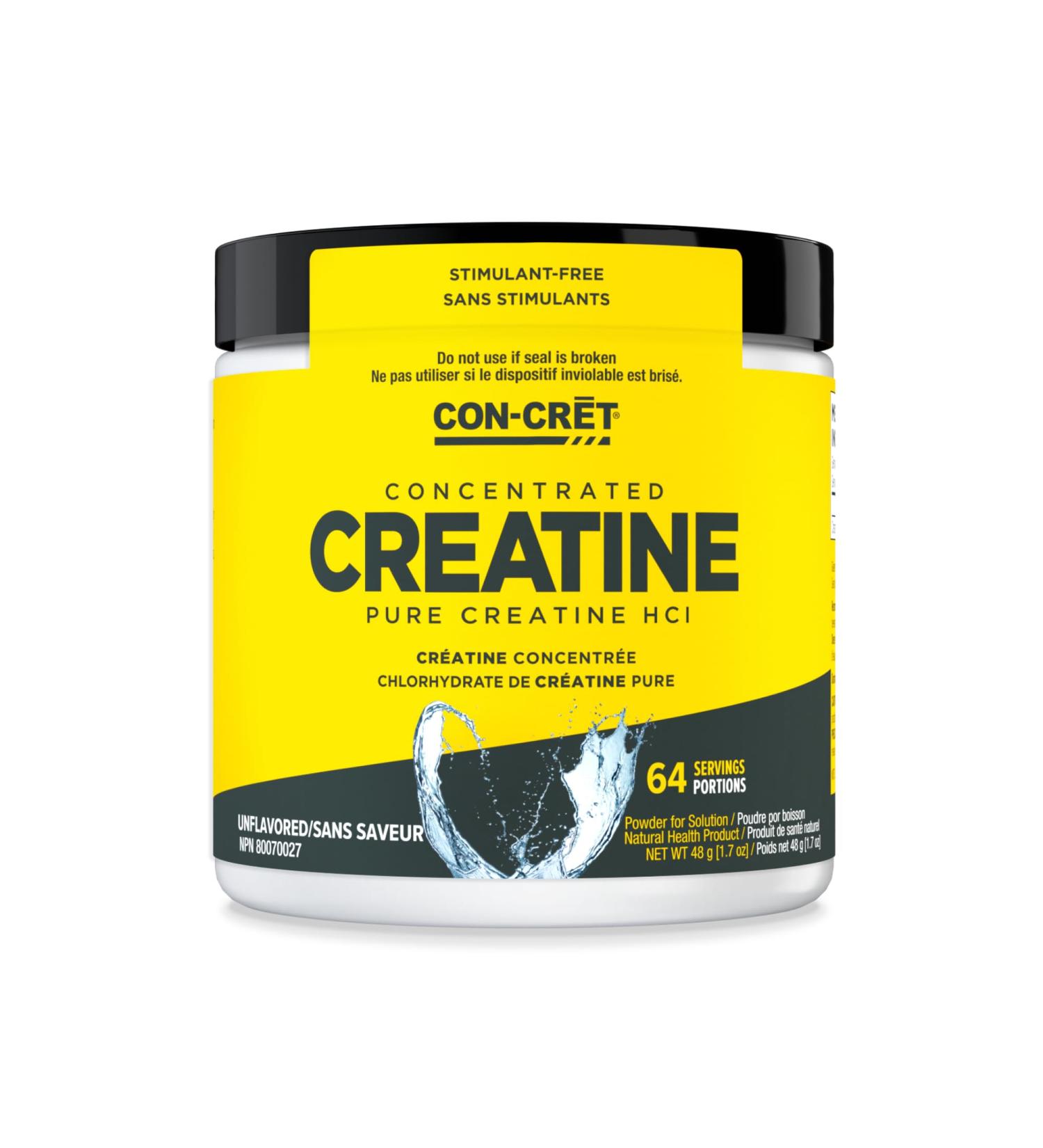 CON-CRET Creatine HCl Powder | Muscle Cognitive Cellular Energy Support | No Bloating or Cramps | Strength & Endurance | Raw Unflavored (64 Serving) - Buy Online on GoSupps.com