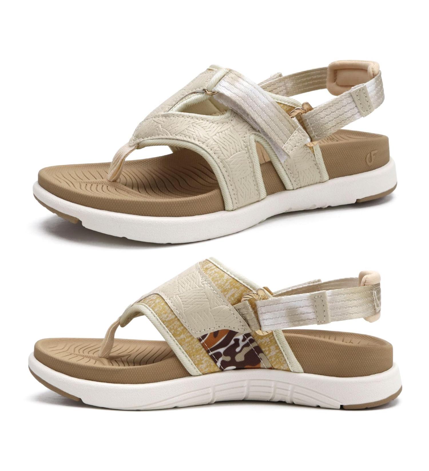 COFACE Women's Flip-Flops Sandals - Lightweight Athletic Cushion Orthotic Thong Sandals with Arch Support for Beach & Summer - Size 8 Beige White - Buy Online on GoSupps.com
