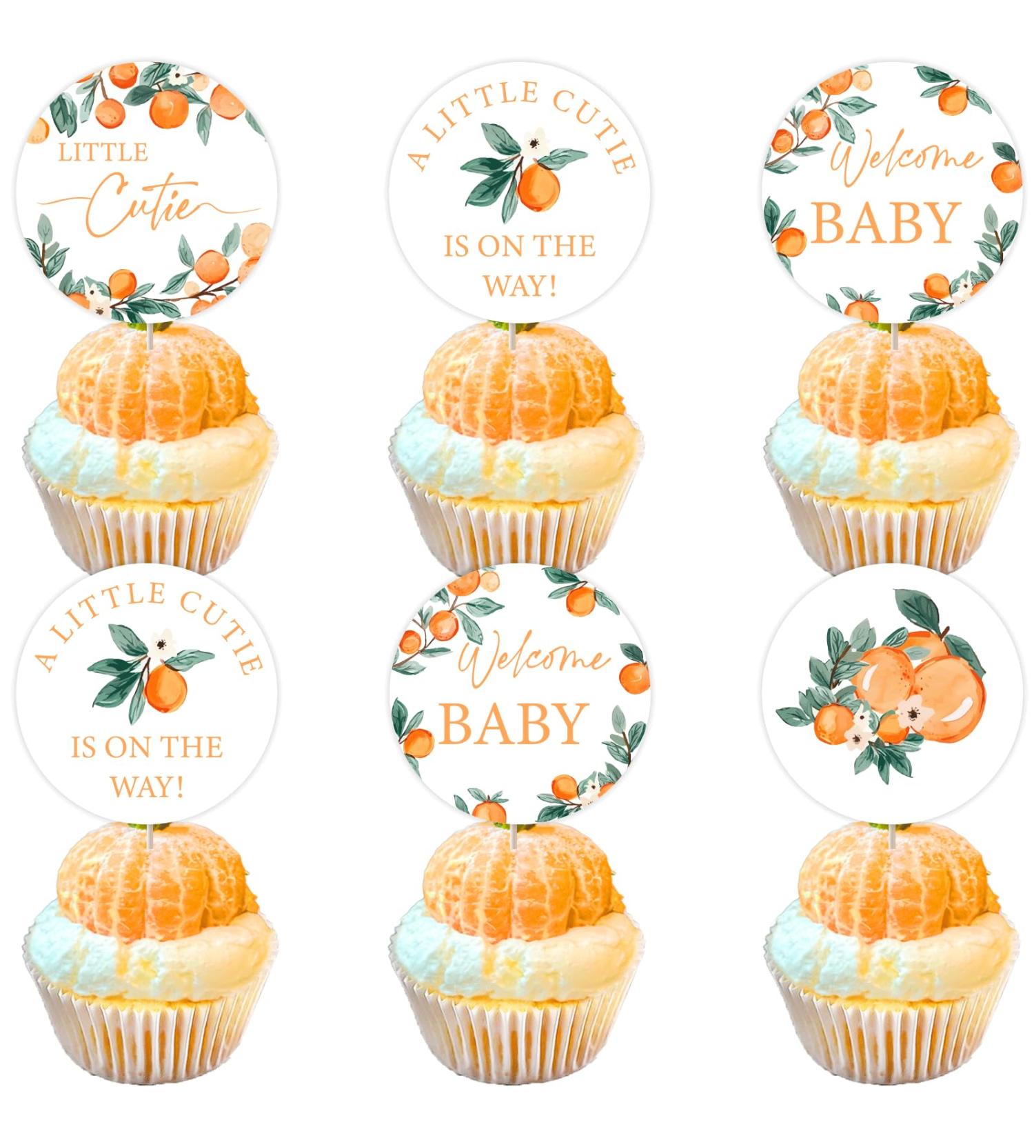 24Pcs Little Cutie Cupcake Toppers Orange Cupcake Picks Citrus Theme Baby Shower Decorations Tangerine Clementine Fruit Party Supplies - Buy Online on GoSupps.com