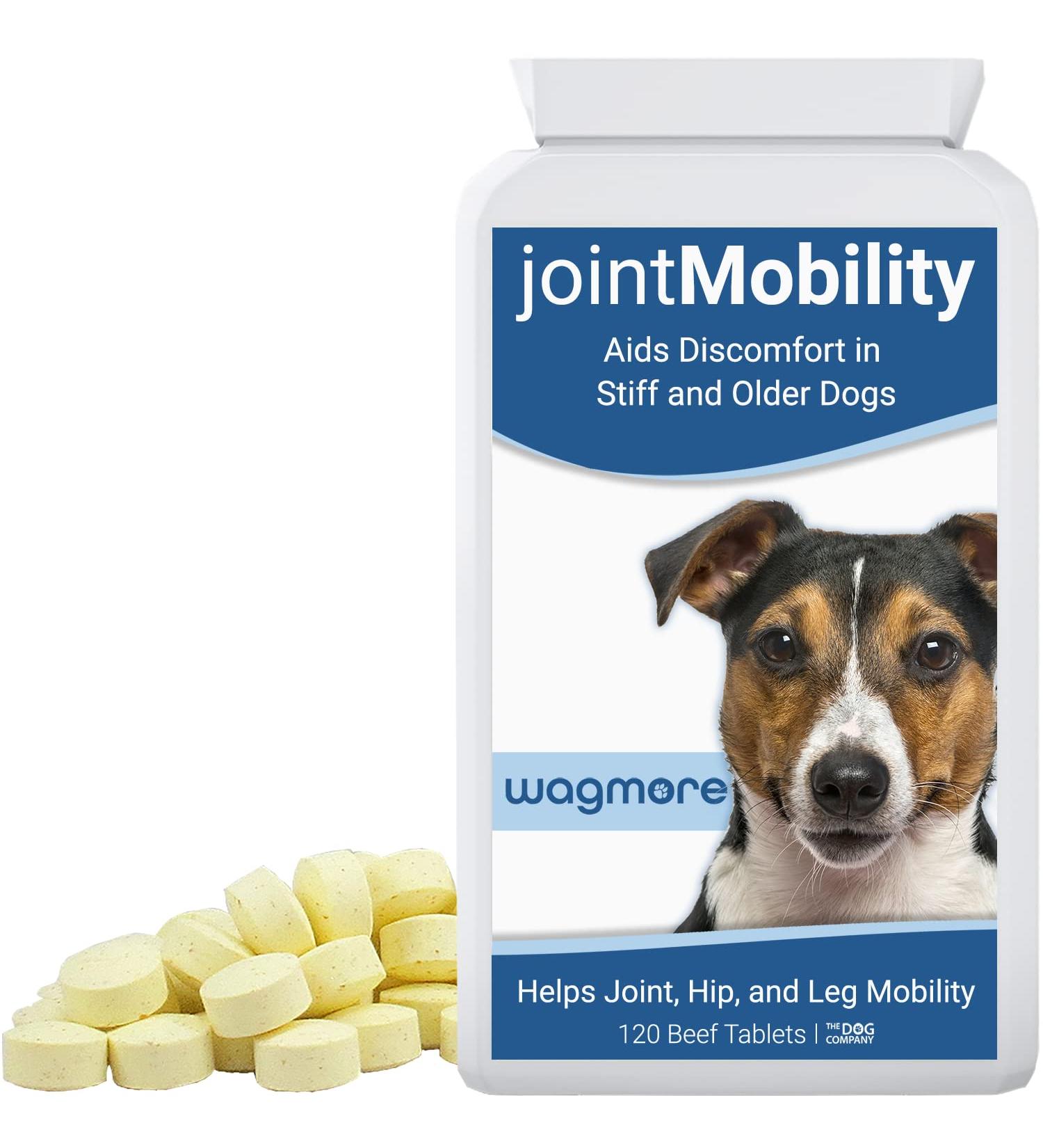 Wagmore Dog Hip & Joint Care Supplements | 120 Tablets with Glucosamine, Chondroitin, Turmeric & Vitamins | Supports Joint Health in Adult/Senior Dogs - Buy Online on GoSupps.com