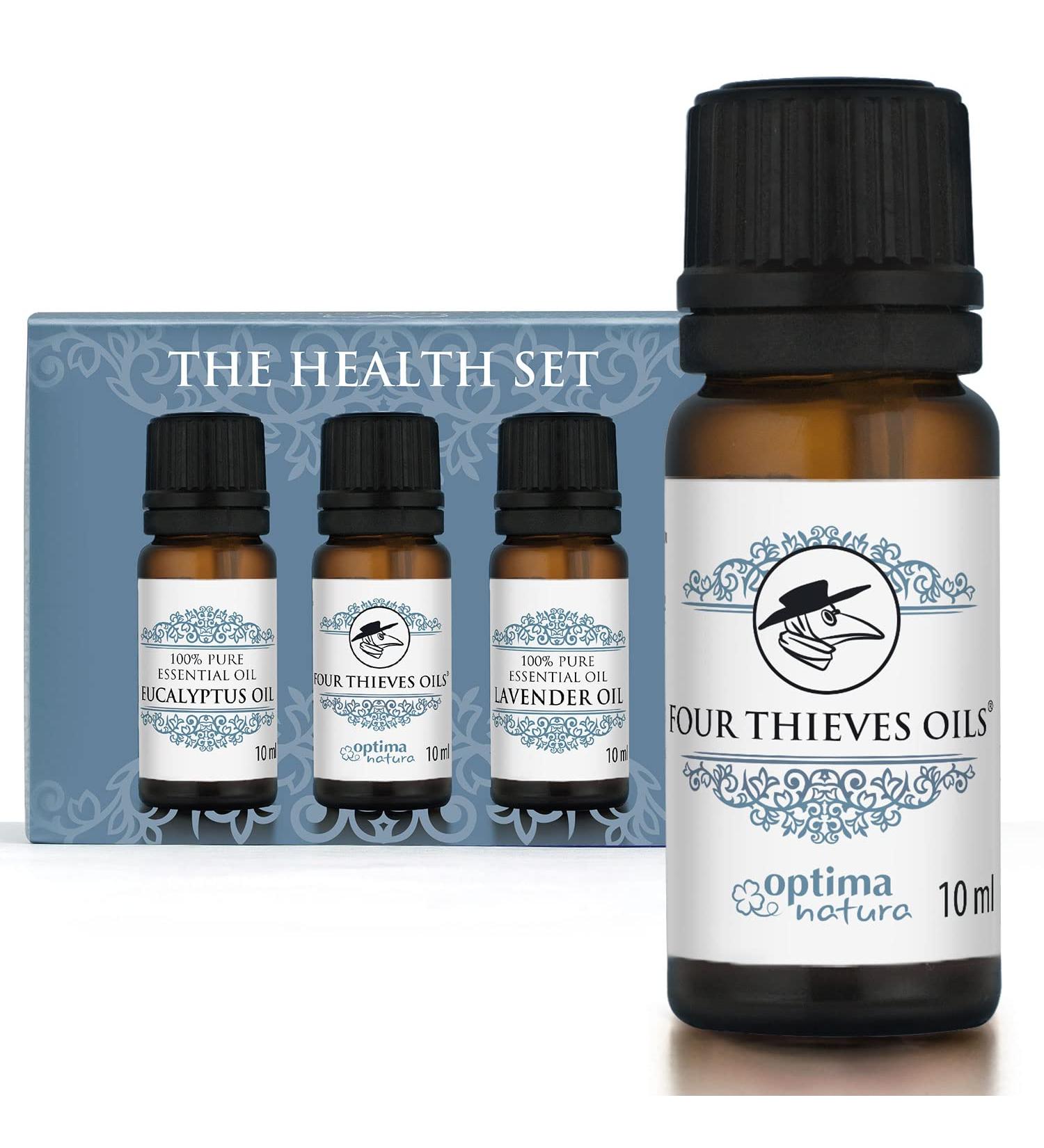 Essential Oils Set - 100% Natural Fragrance Oils | Four Thieves Lavender & Eucalyptus | Health Optima Natura - 3x10ml - Buy Online on GoSupps.com
