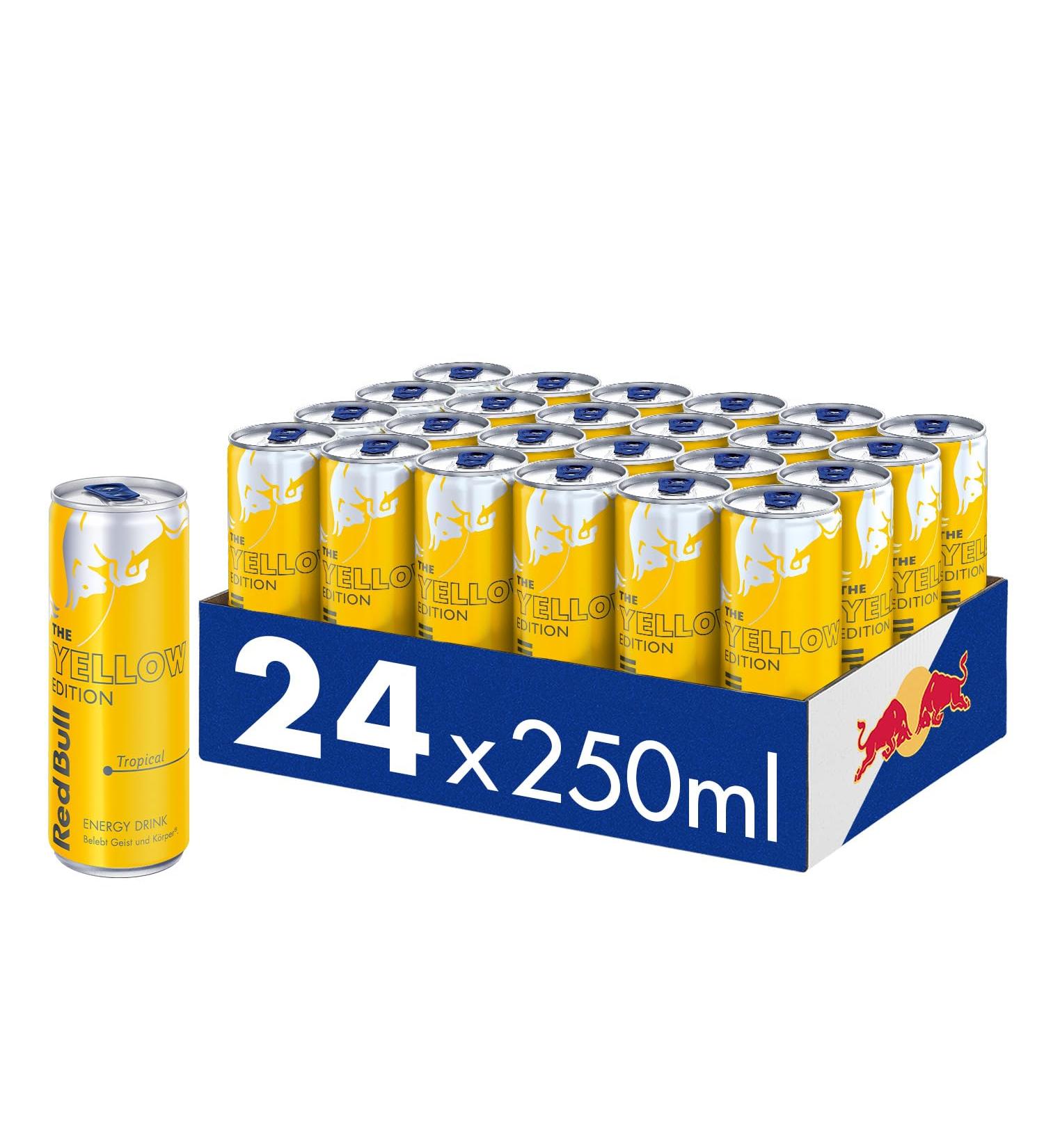 Buy Red Bull Energy Drink Yellow Edition - 24-Pack Tropical Flavor Cans | Disposable 250ml | International Shipping - Buy Online on GoSupps.com