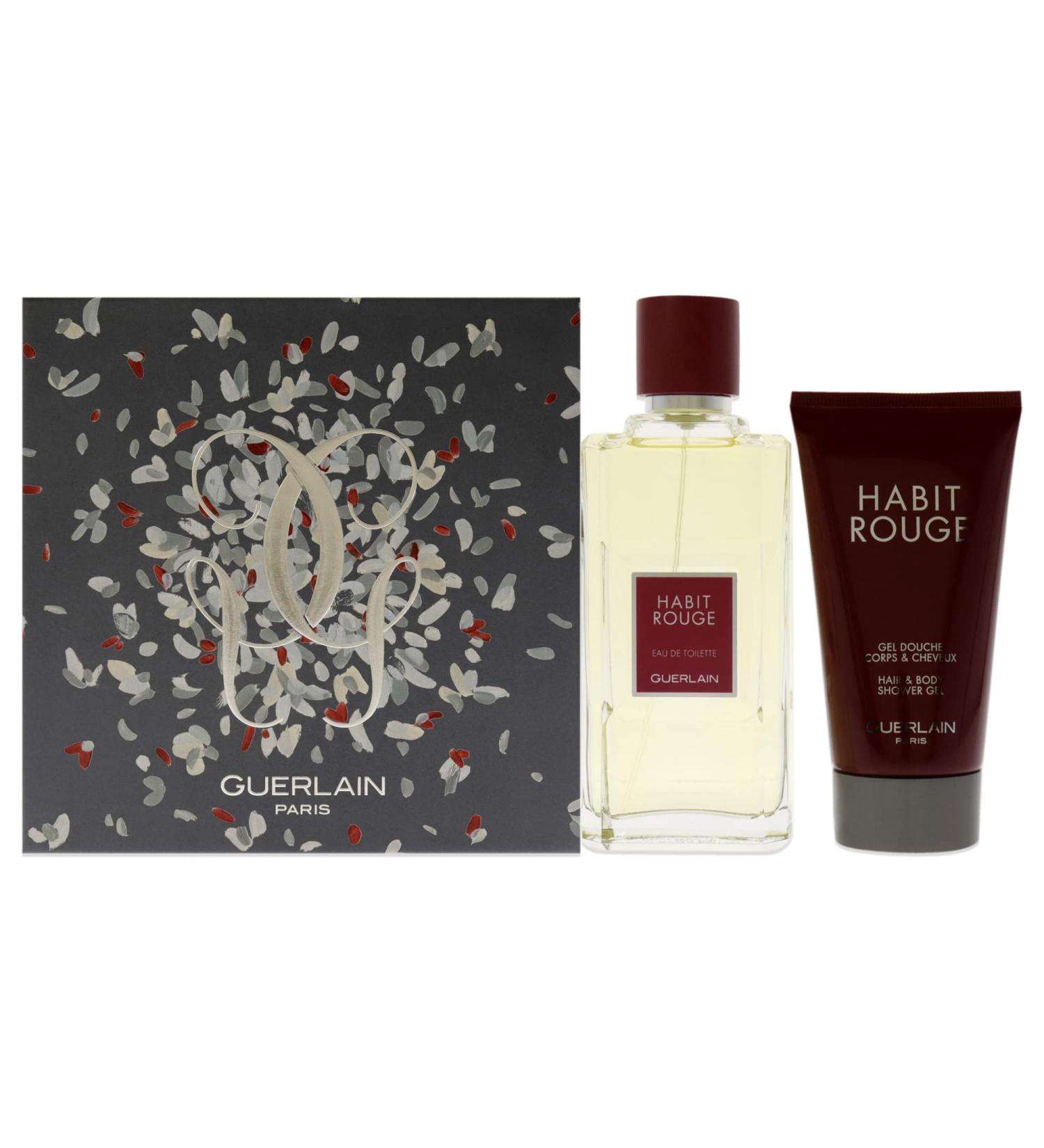 Guerlain Habit Rouge 3.4oz EDT Spray 2.5oz Shower Gel Men 2 Pc Gift Set - Buy Online on GoSupps.com