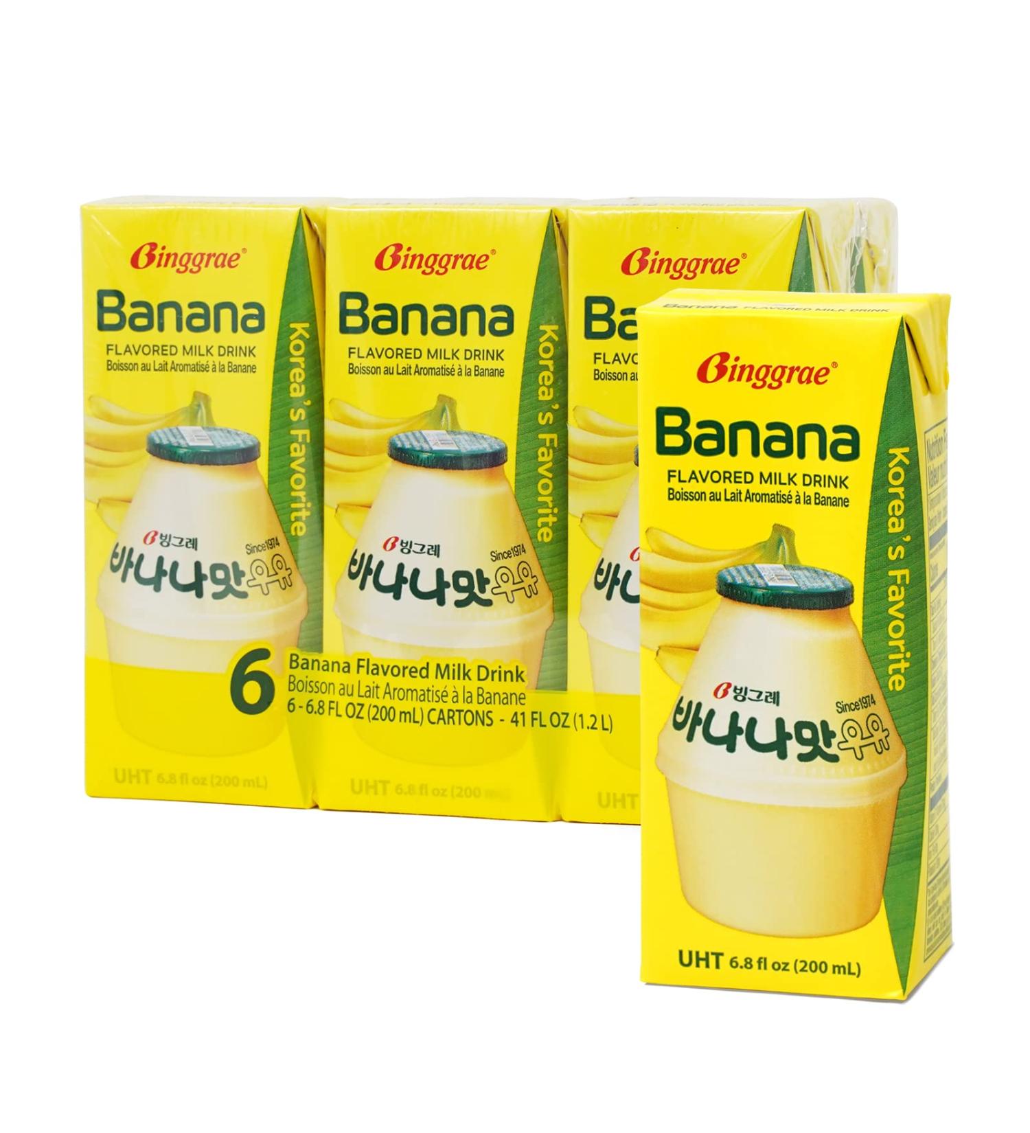 Binggrae Banana Flavored Milk 6.8 Fl Oz (Pack of 6) - Delicious Korean Banana Milk - Buy Online on GoSupps.com