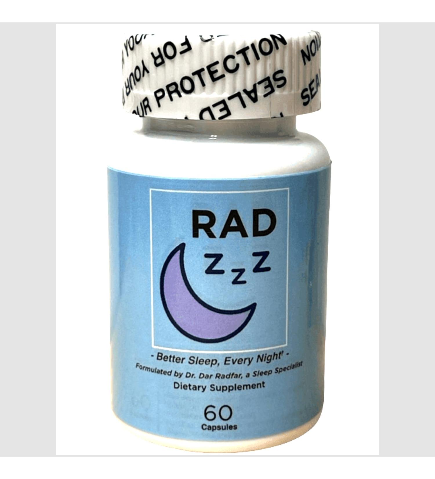 Rad ZZZ Natural Sleep Aid Pills - 60 Capsules | Promotes Restful Sleep | USA-Made | International Shipping Available - Buy Online on GoSupps.com