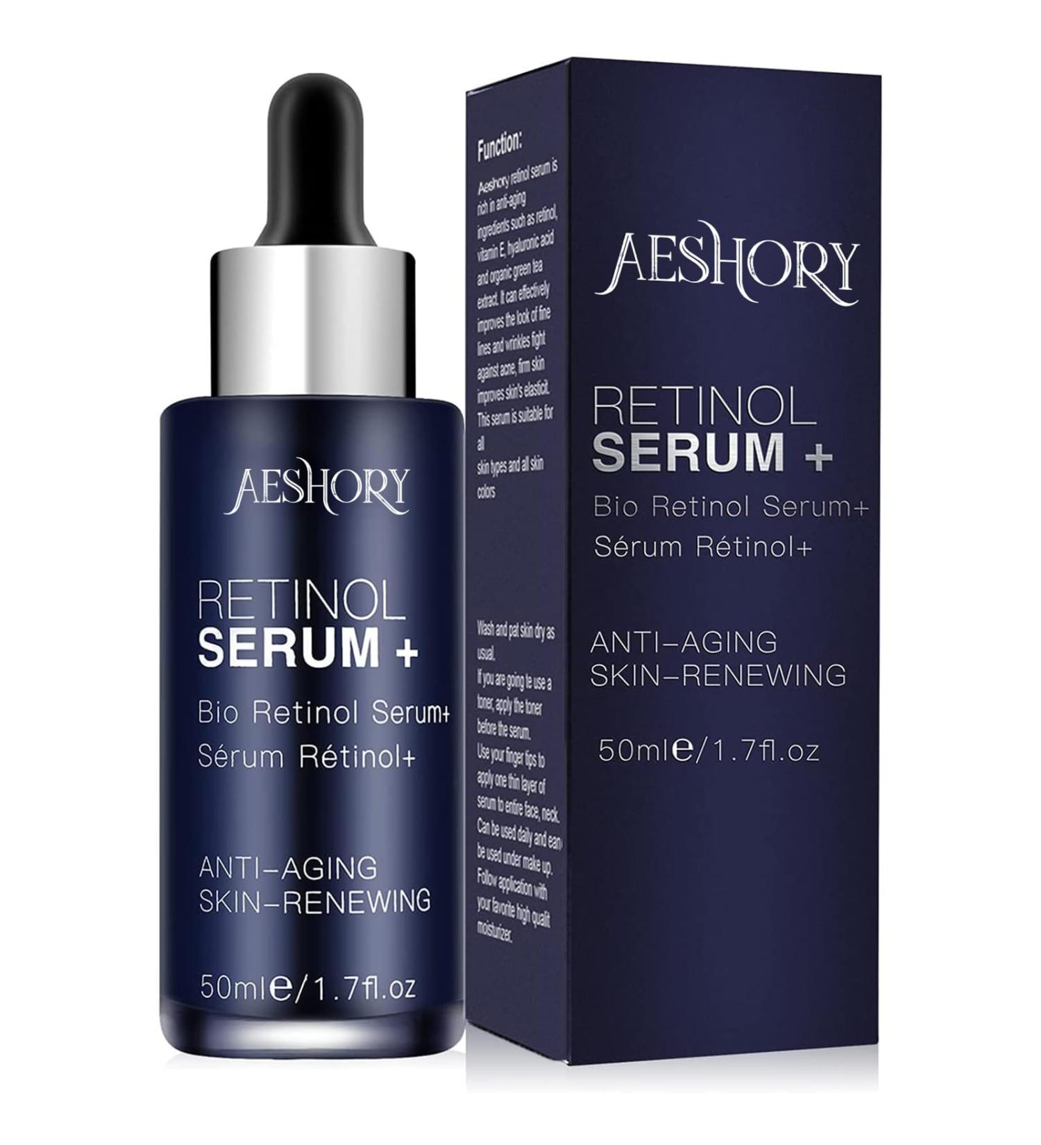 Aeshory Retinol Serum 50ml - High Dose 5% Retinol 30% Vitamin C Anti-Aging with Hyaluronic Acid & Vitamin E for Face Neck & Eyes - Buy Online on GoSupps.com